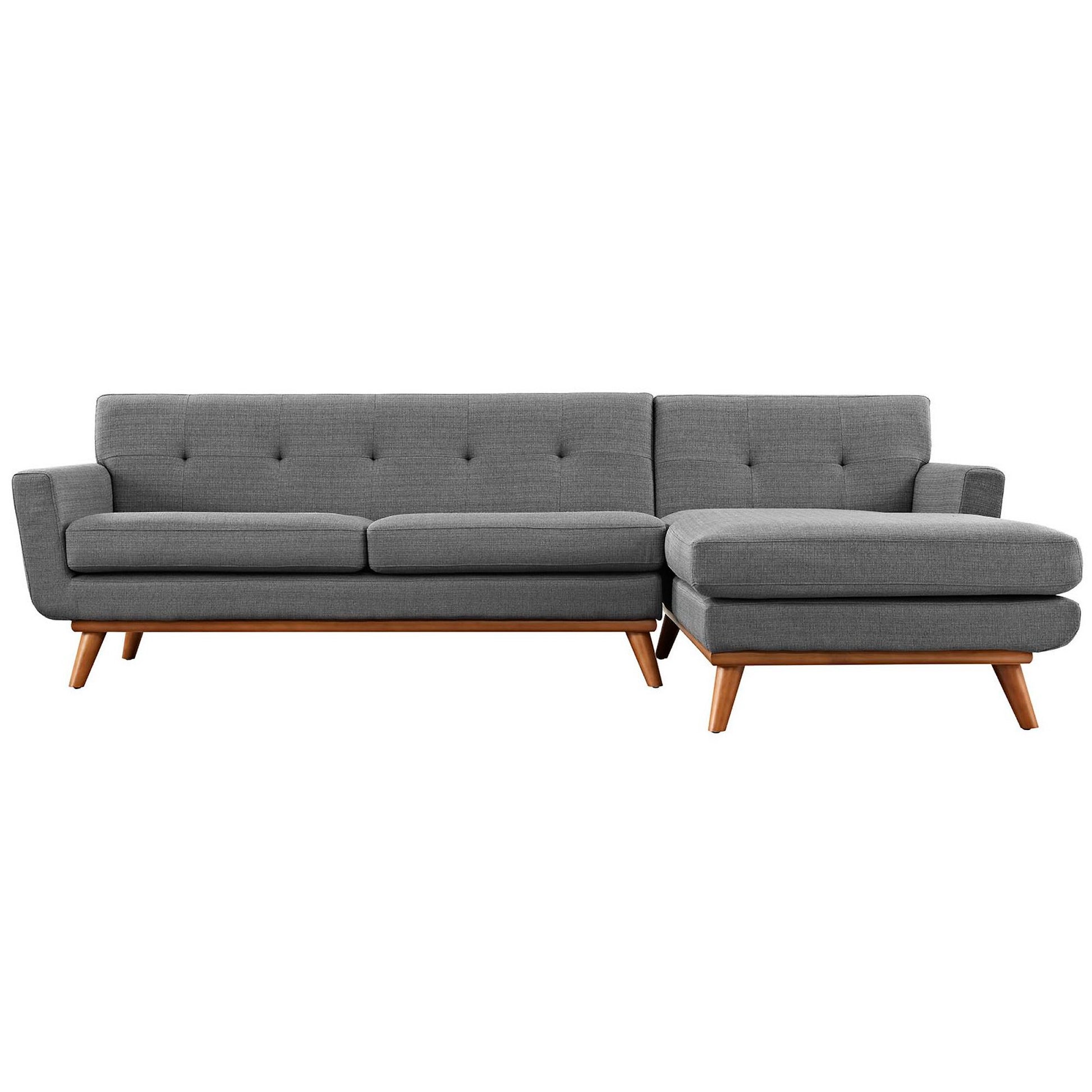 Engage Right-Facing Upholstered Fabric Sectional Sofa - Expectation Gray