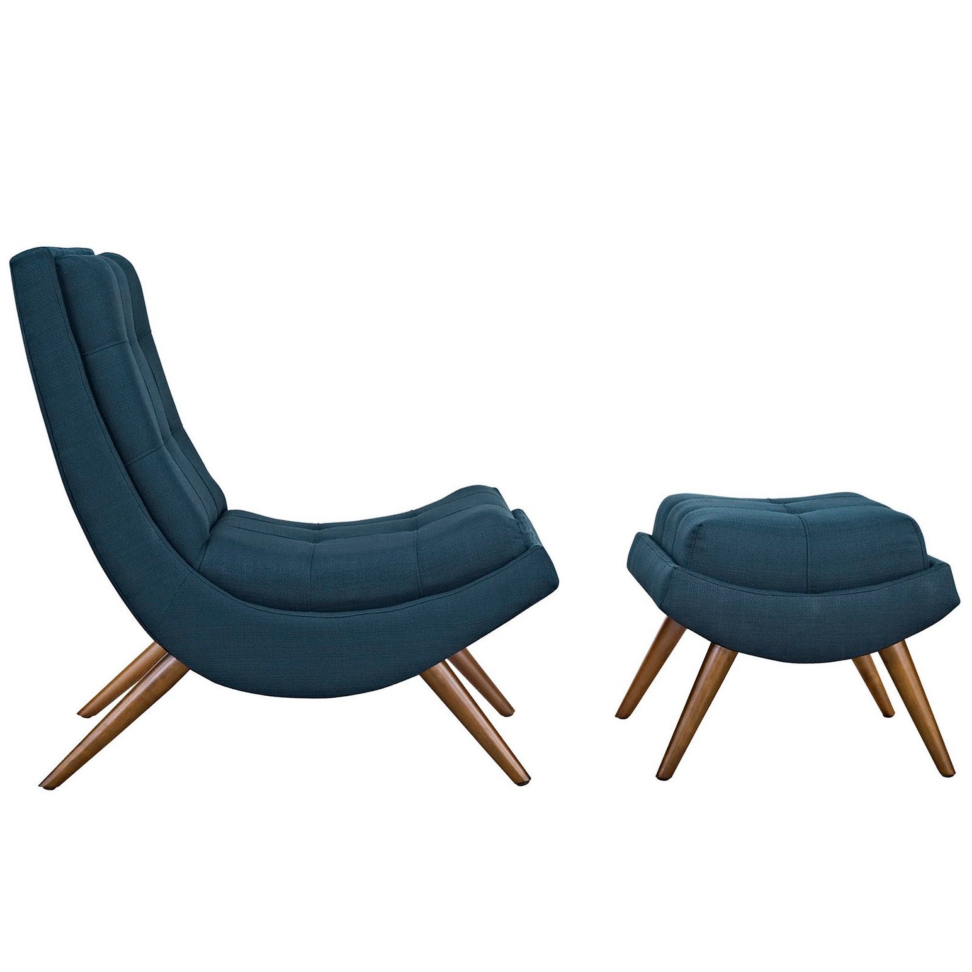 Ramp Upholstered Fabric Lounge Chair Set - Gray