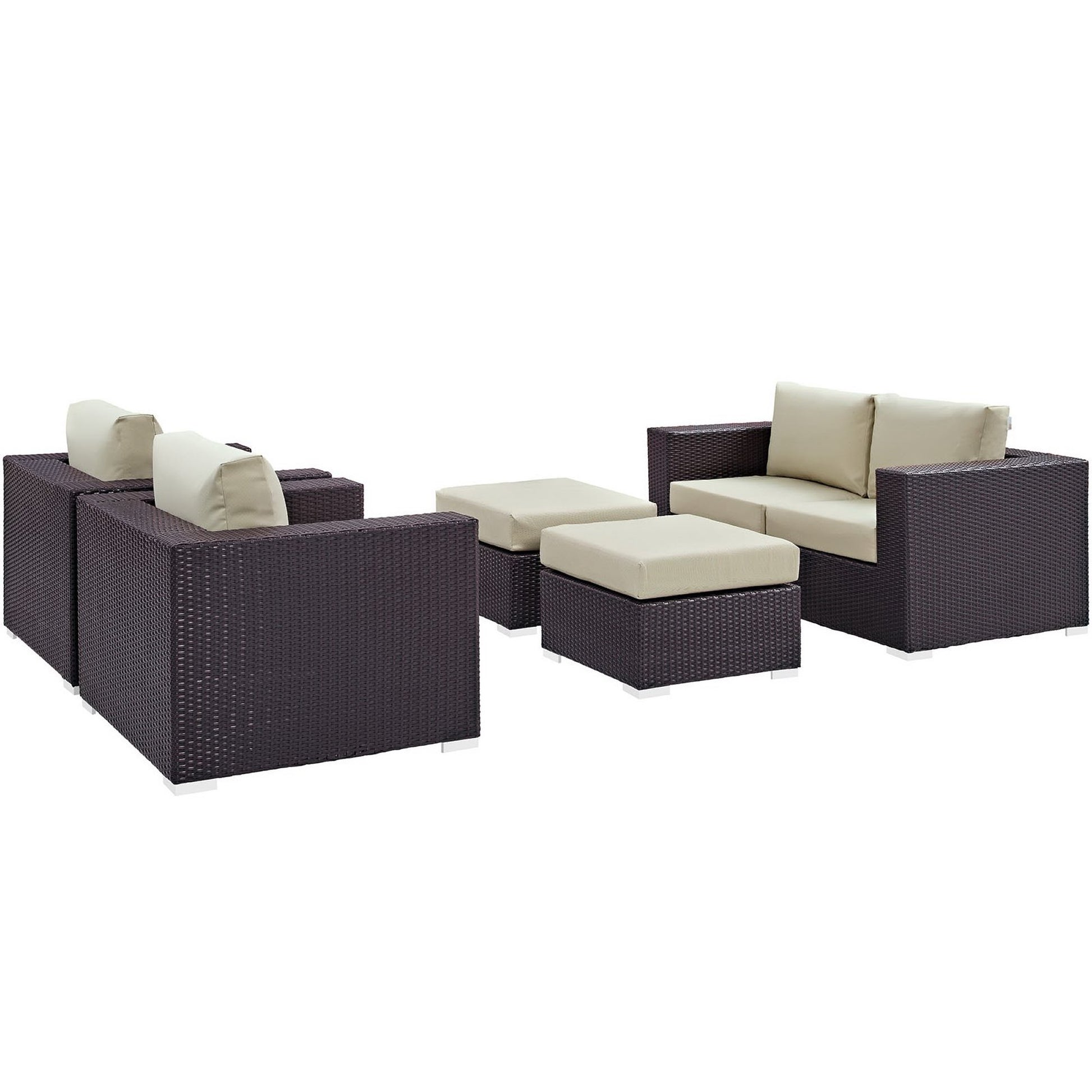 Convene 5 Piece Outdoor Patio Sofa Set - Espresso White