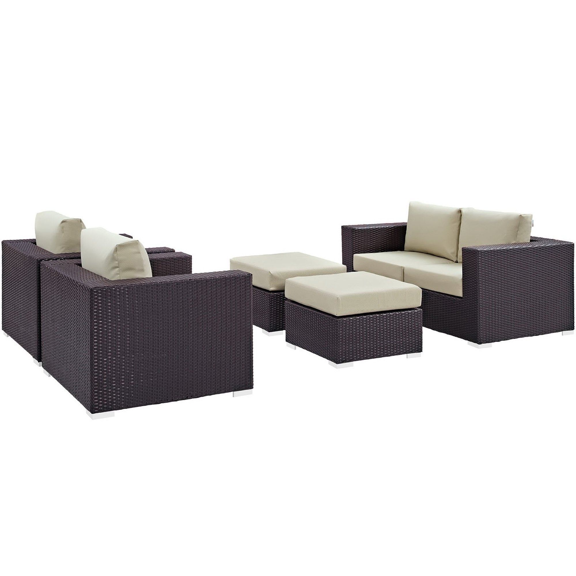 Convene 5 Piece Outdoor Patio Sofa Set - Espresso White