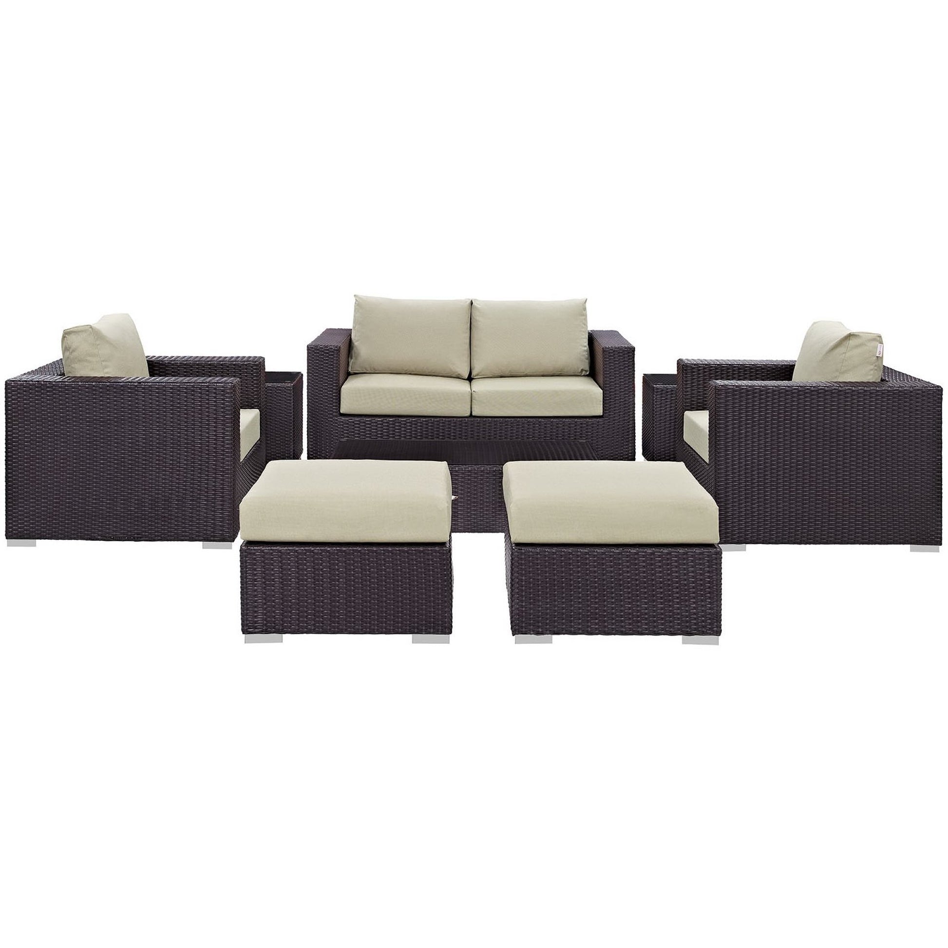 Convene 8 Piece Outdoor Patio Sofa Set - Espresso White