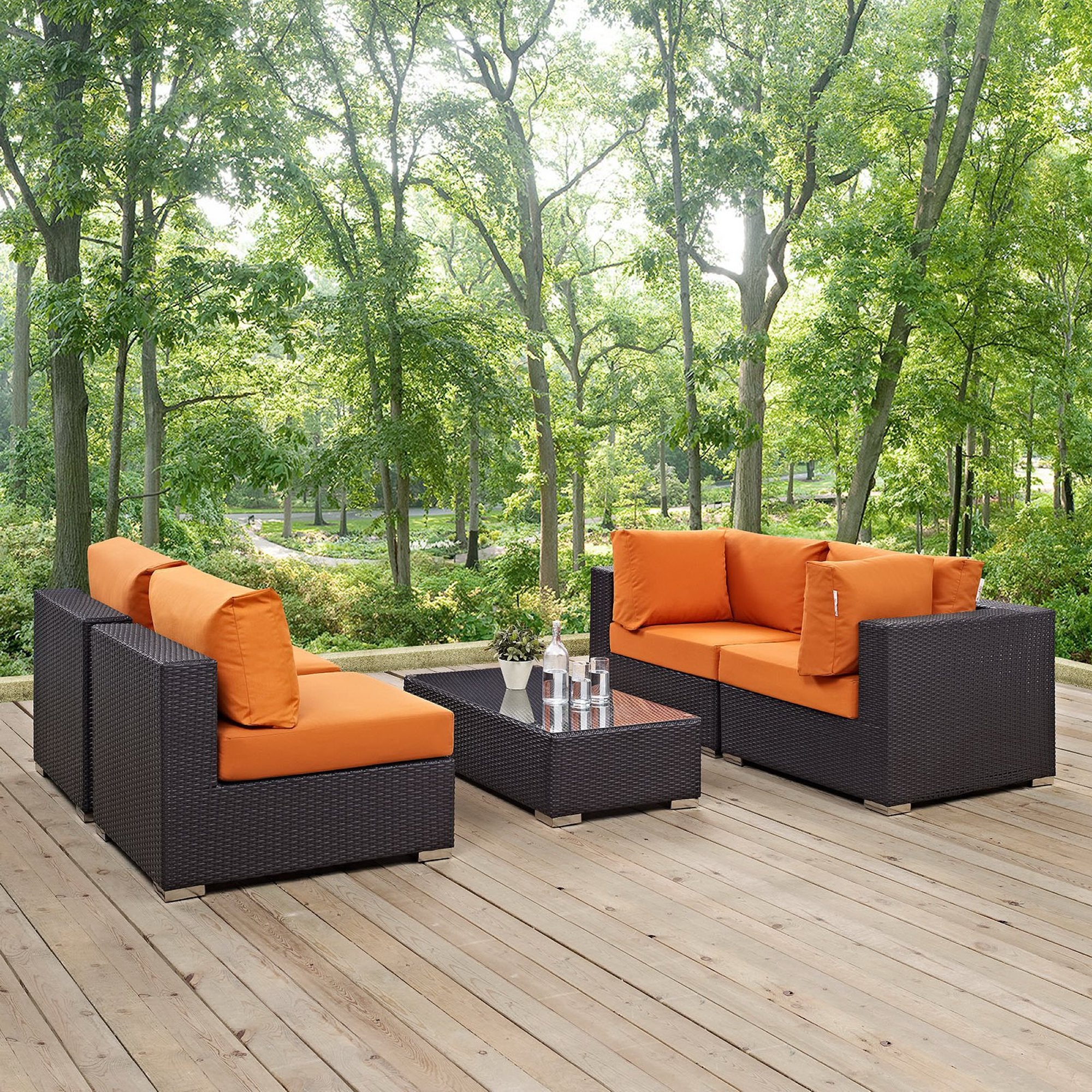 Convene 5 Piece Outdoor Patio Sectional Set