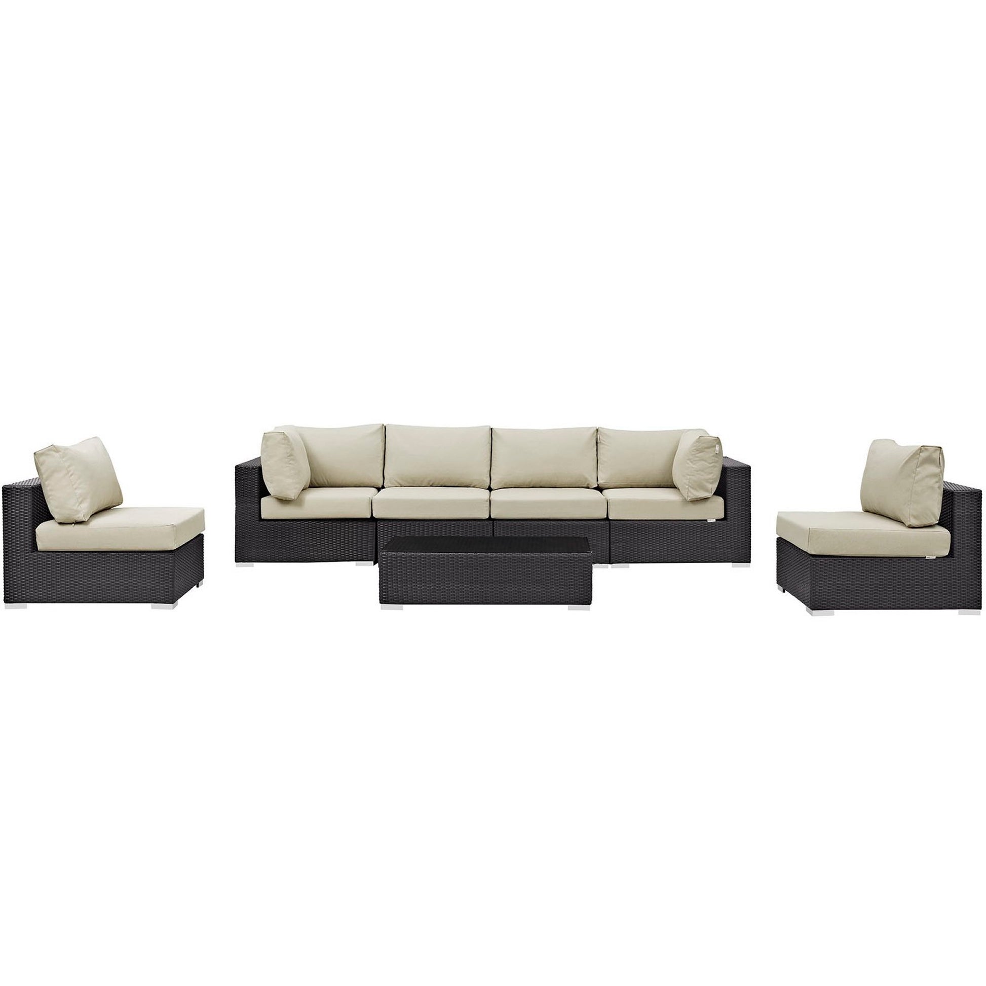 Convene 7 Piece Outdoor Patio Sectional Set - Espresso White