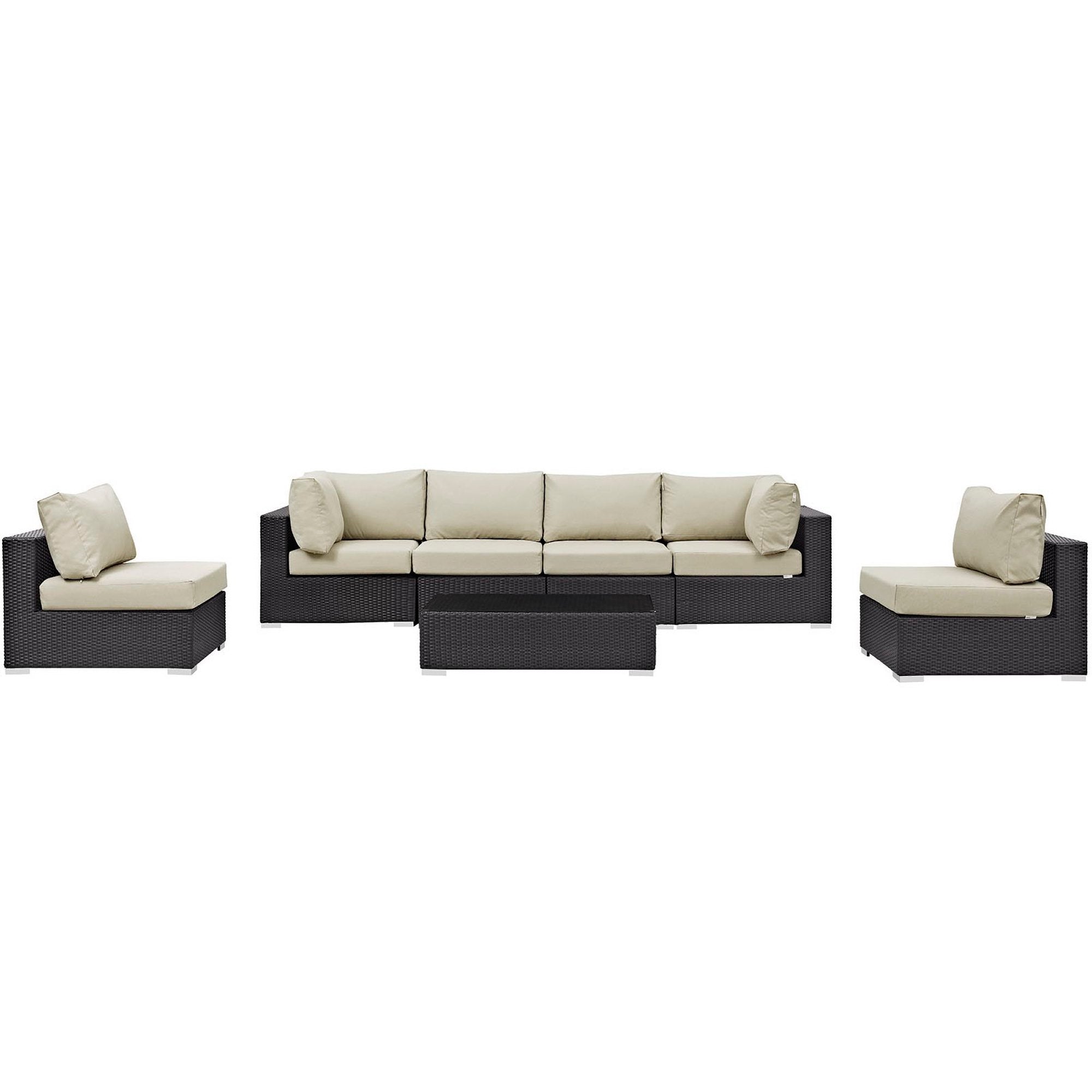 Convene 7 Piece Outdoor Patio Sectional Set - Espresso White