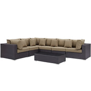 Convene 7 Piece Outdoor Sectional Set - Espresso Mocha