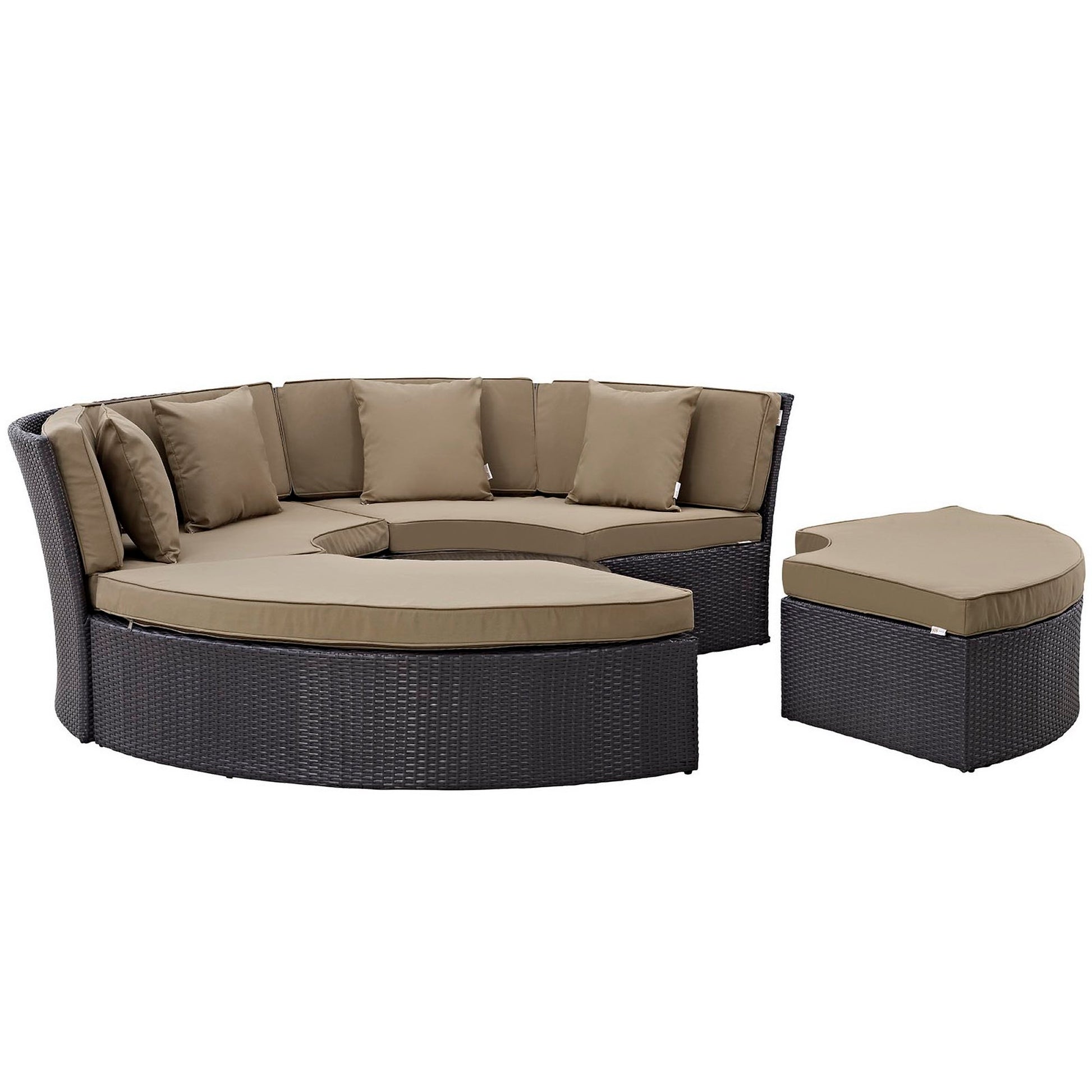 Convene Circular Outdoor Patio Daybed Set - Espresso Orange