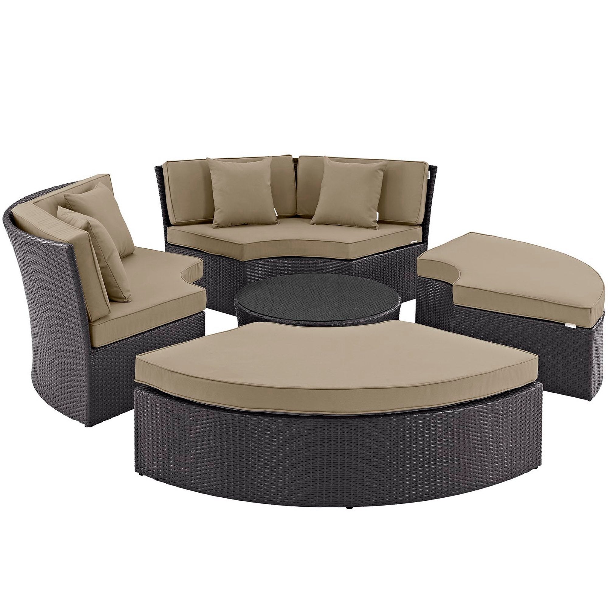 Convene Circular Outdoor Patio Daybed Set - Espresso Peridot