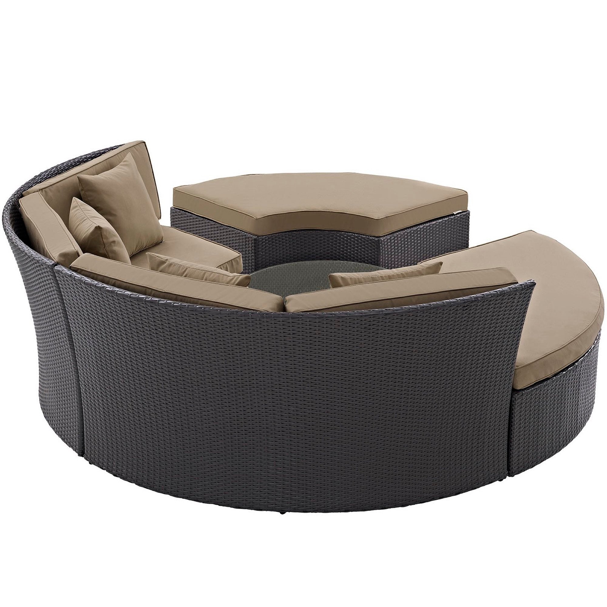 Convene Circular Outdoor Patio Daybed Set - Espresso White