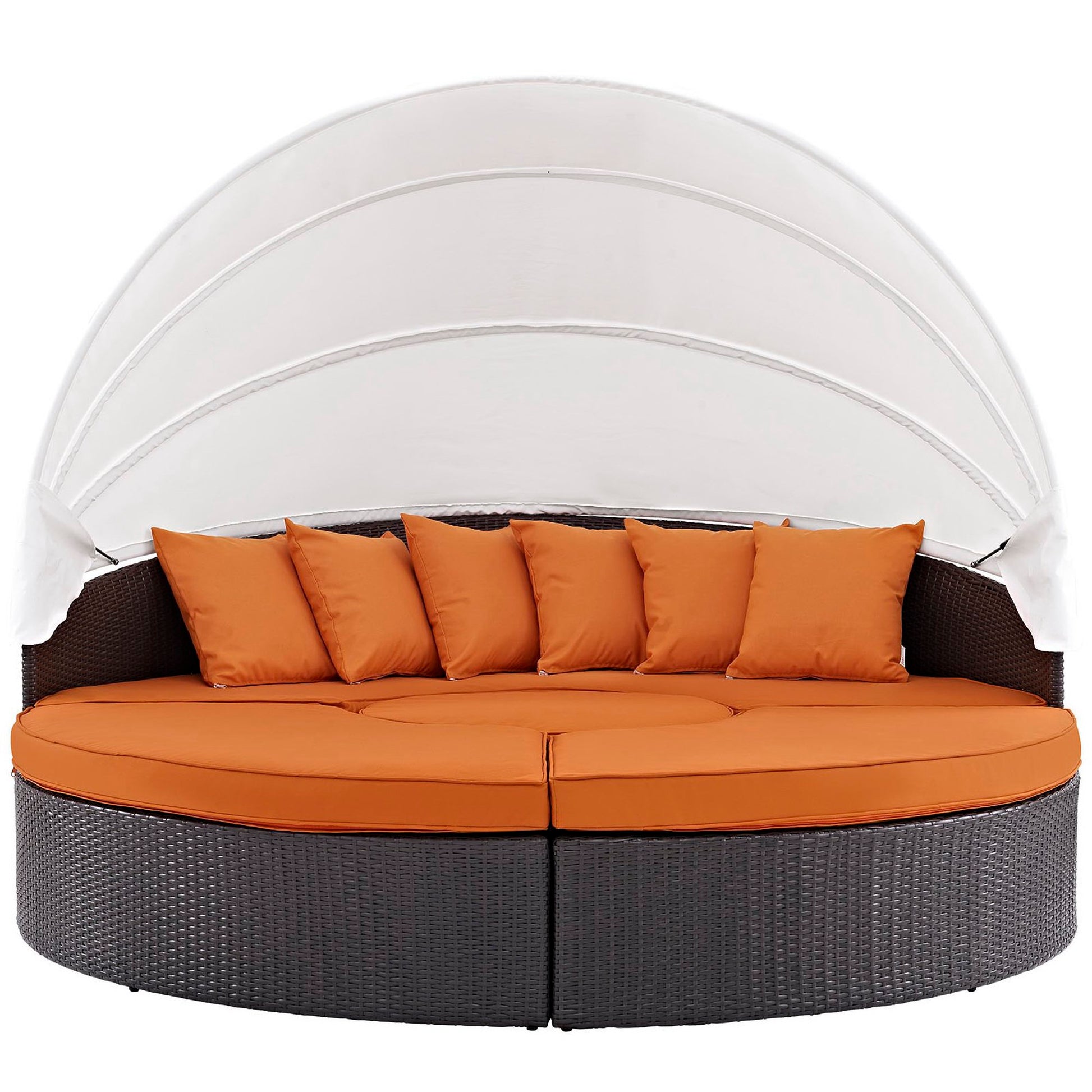 Convene Wicker Rattan Outdoor Patio Canopy Sectional Daybed