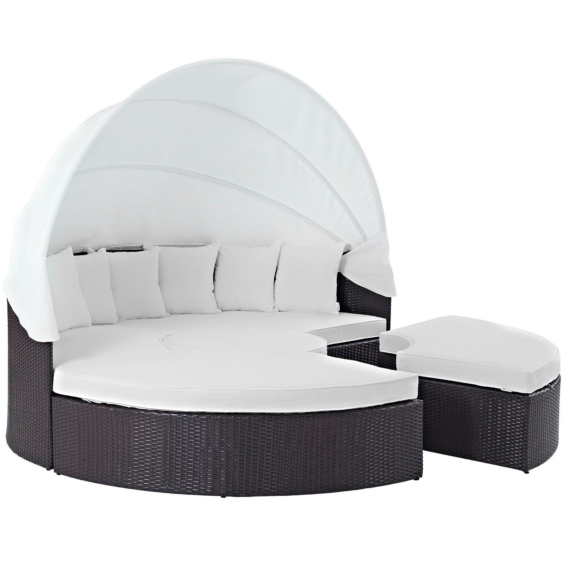 Convene Wicker Rattan Outdoor Patio Canopy Sectional Daybed