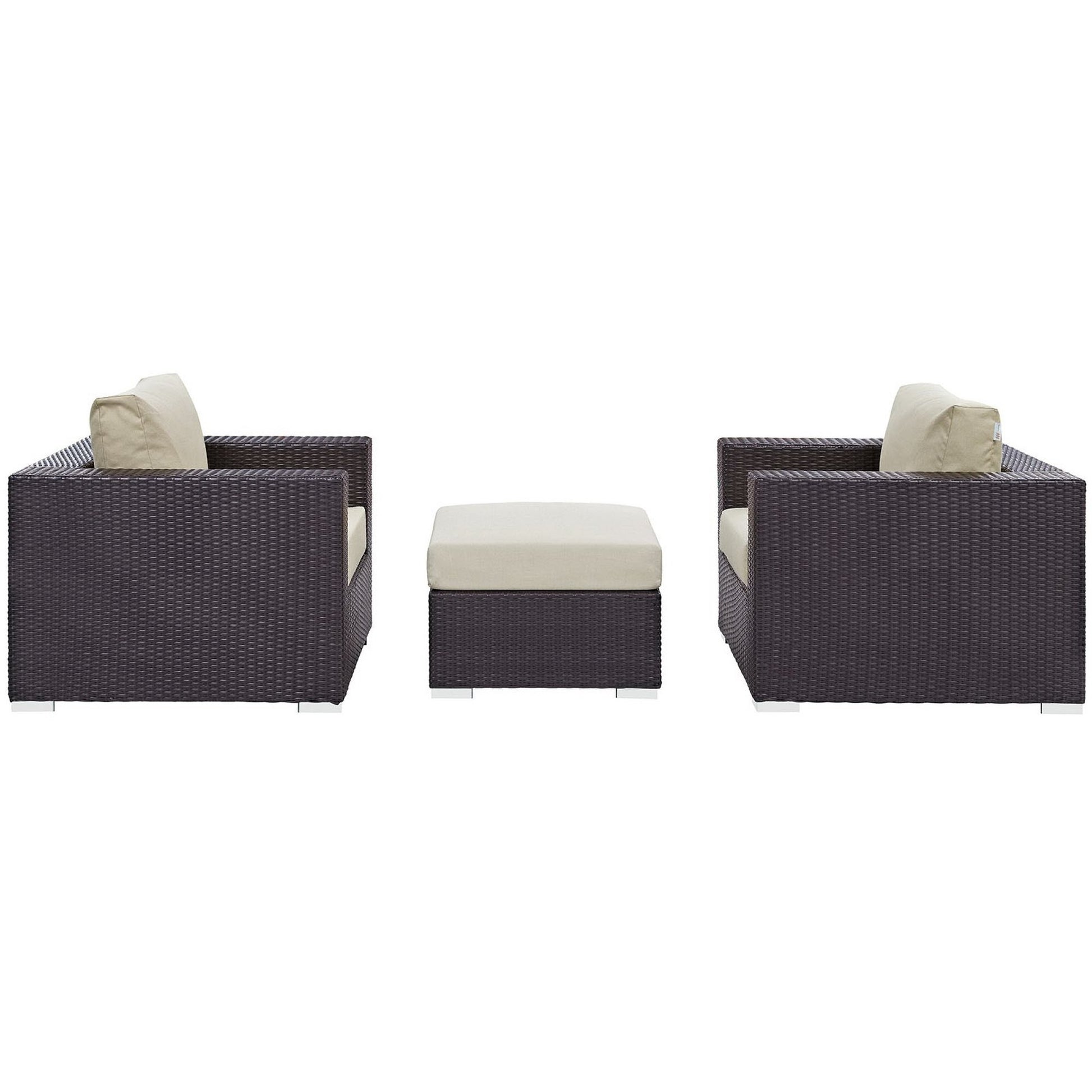 Convene 3 Piece Outdoor Patio Sofa Set - Espresso Mocha