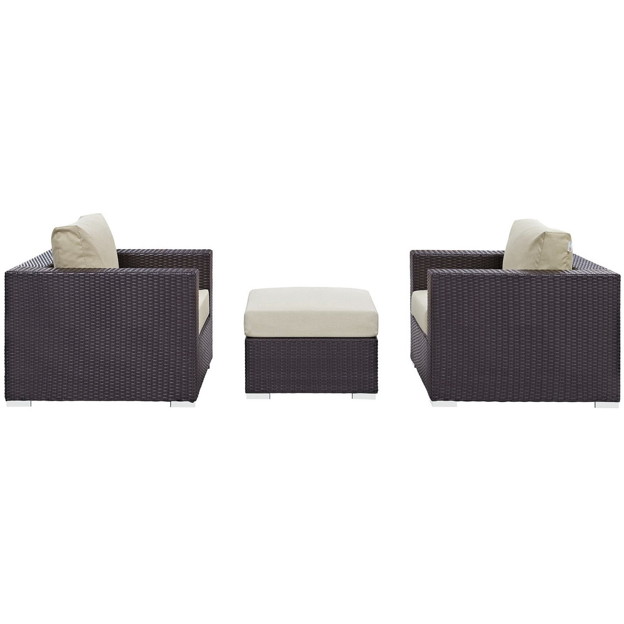 Convene 3 Piece Outdoor Patio Sofa Set - Espresso Mocha