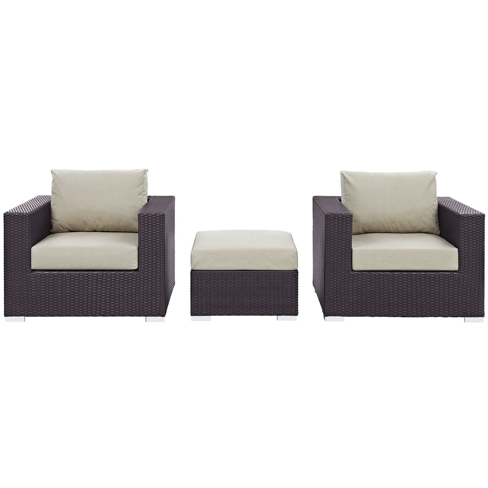 Convene 3 Piece Outdoor Patio Sofa Set - Espresso Turquoise