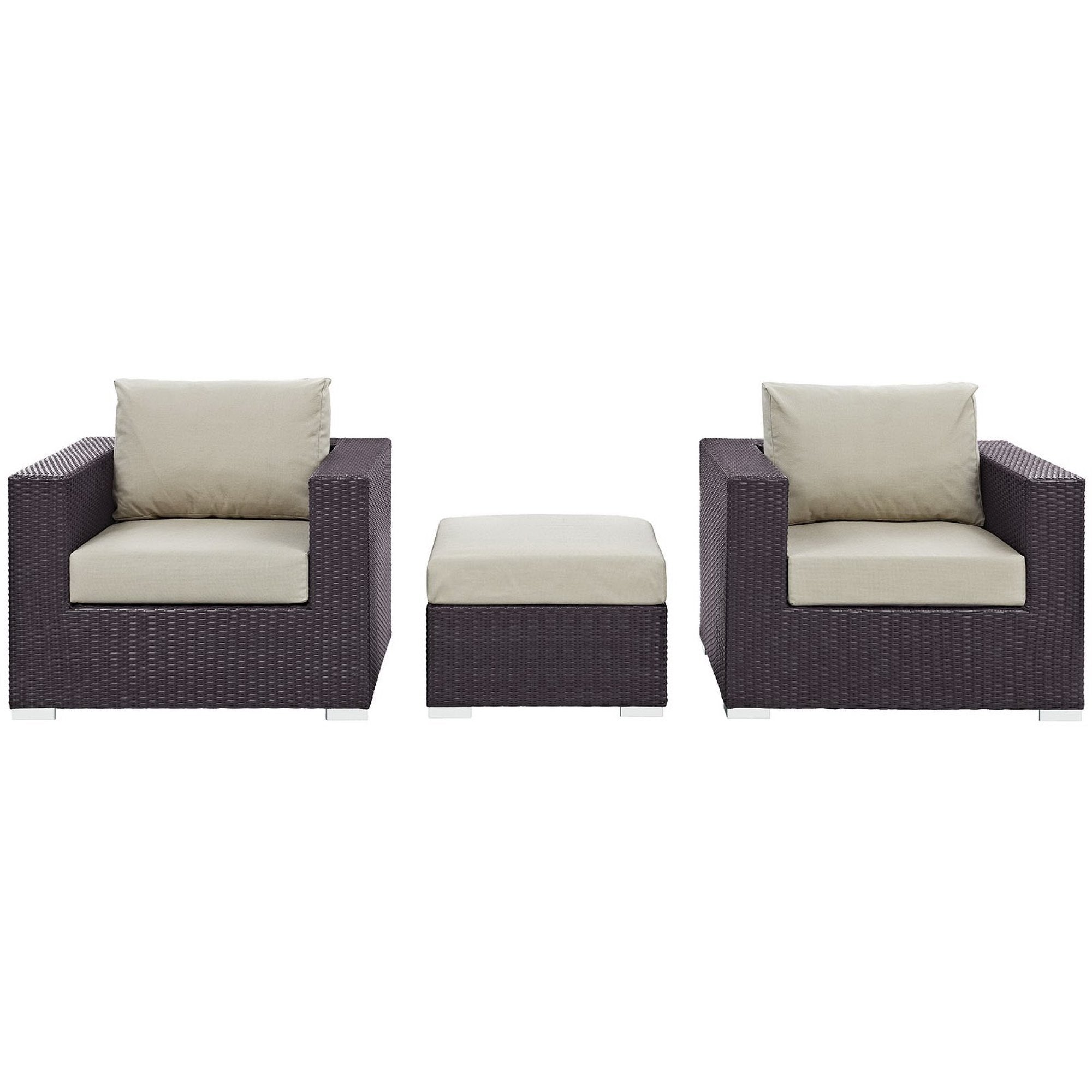Convene 3 Piece Outdoor Patio Sofa Set - Espresso Turquoise