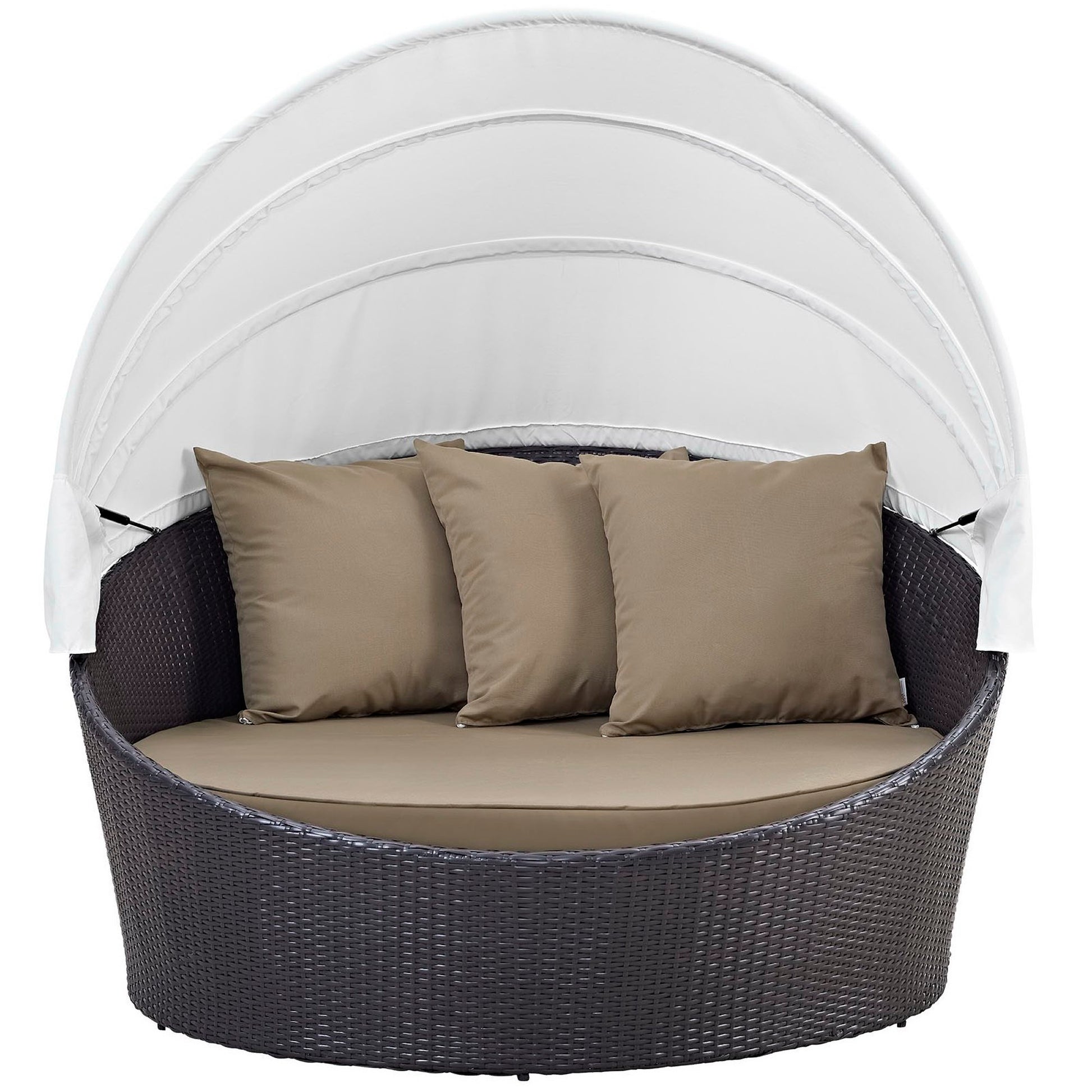 Convene Canopy Outdoor Patio Daybed - Espresso Red