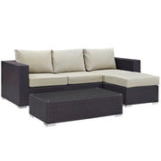 Convene 3 Piece Outdoor Patio Sofa Set - Espresso Beige