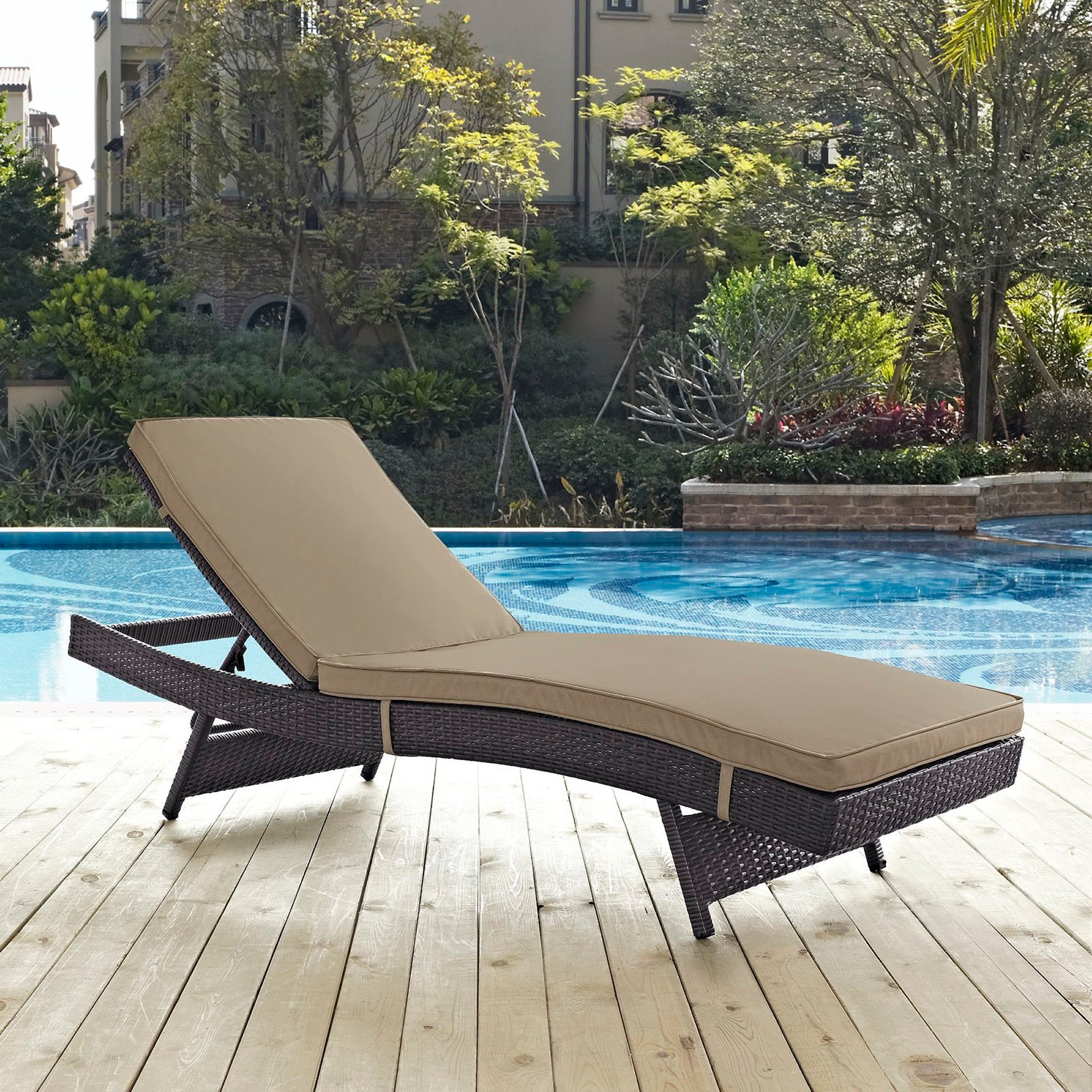 Convene Outdoor Patio Chaise - Espresso Red