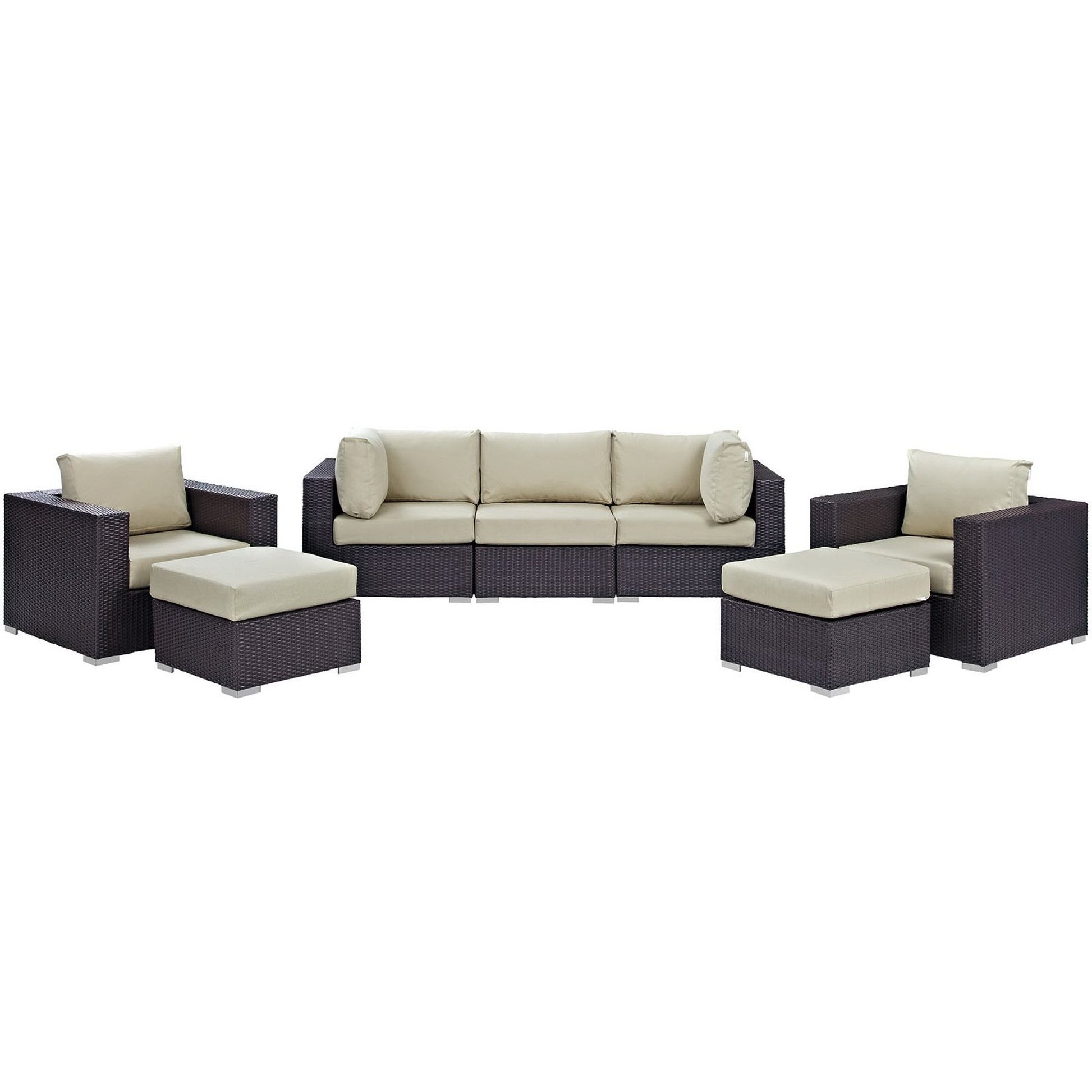 Convene 7 Piece Outdoor Patio Sectional Set - Espresso White