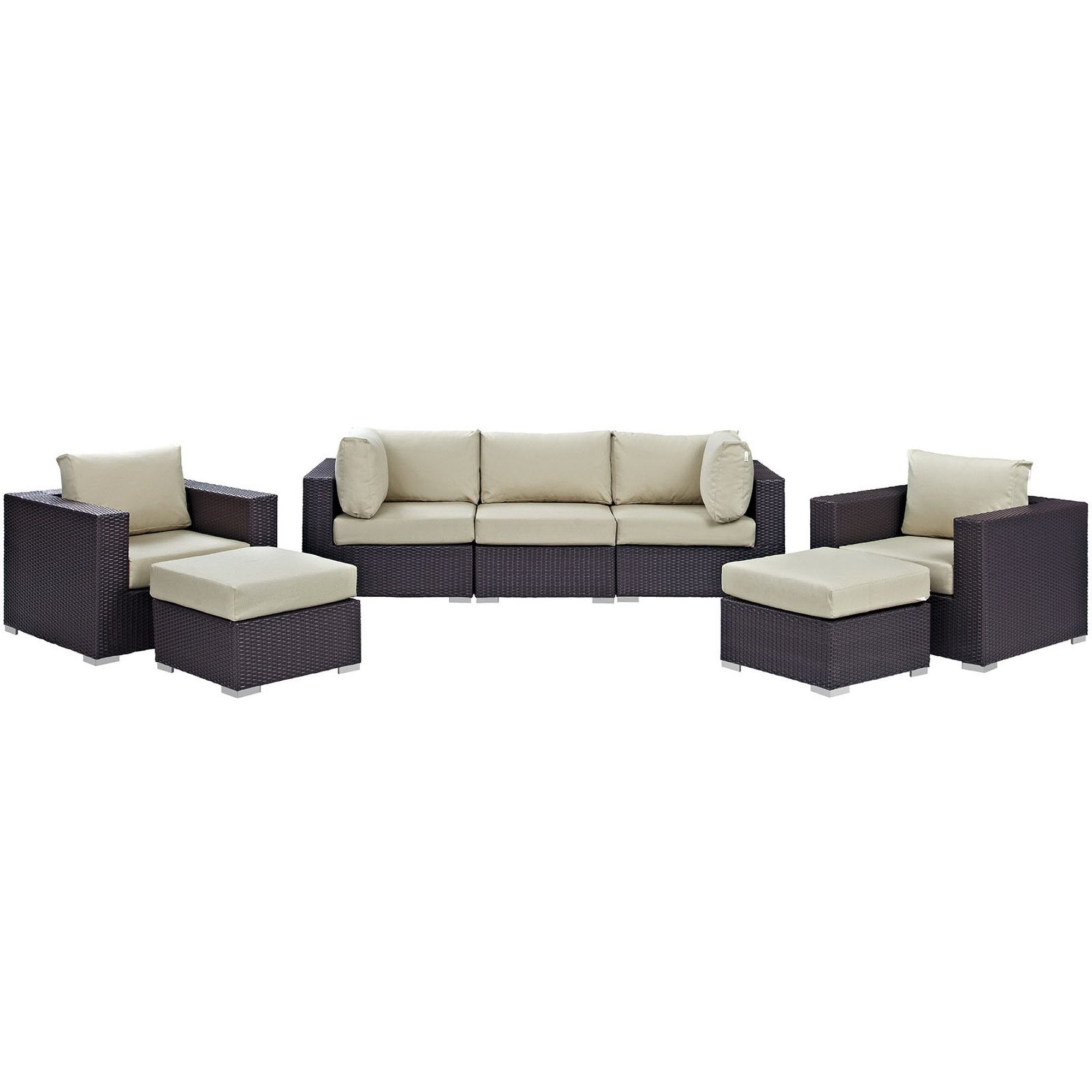 Convene 7 Piece Outdoor Patio Sectional Set - Espresso White