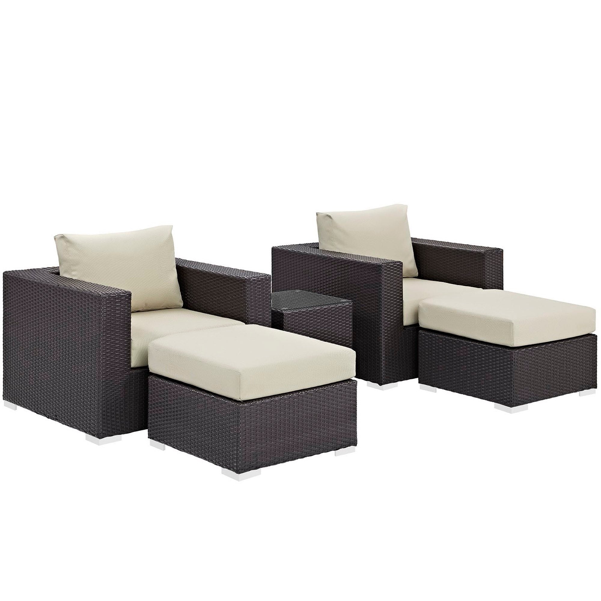 Convene 5 Piece Outdoor Patio Sectional Set - Espresso Mocha