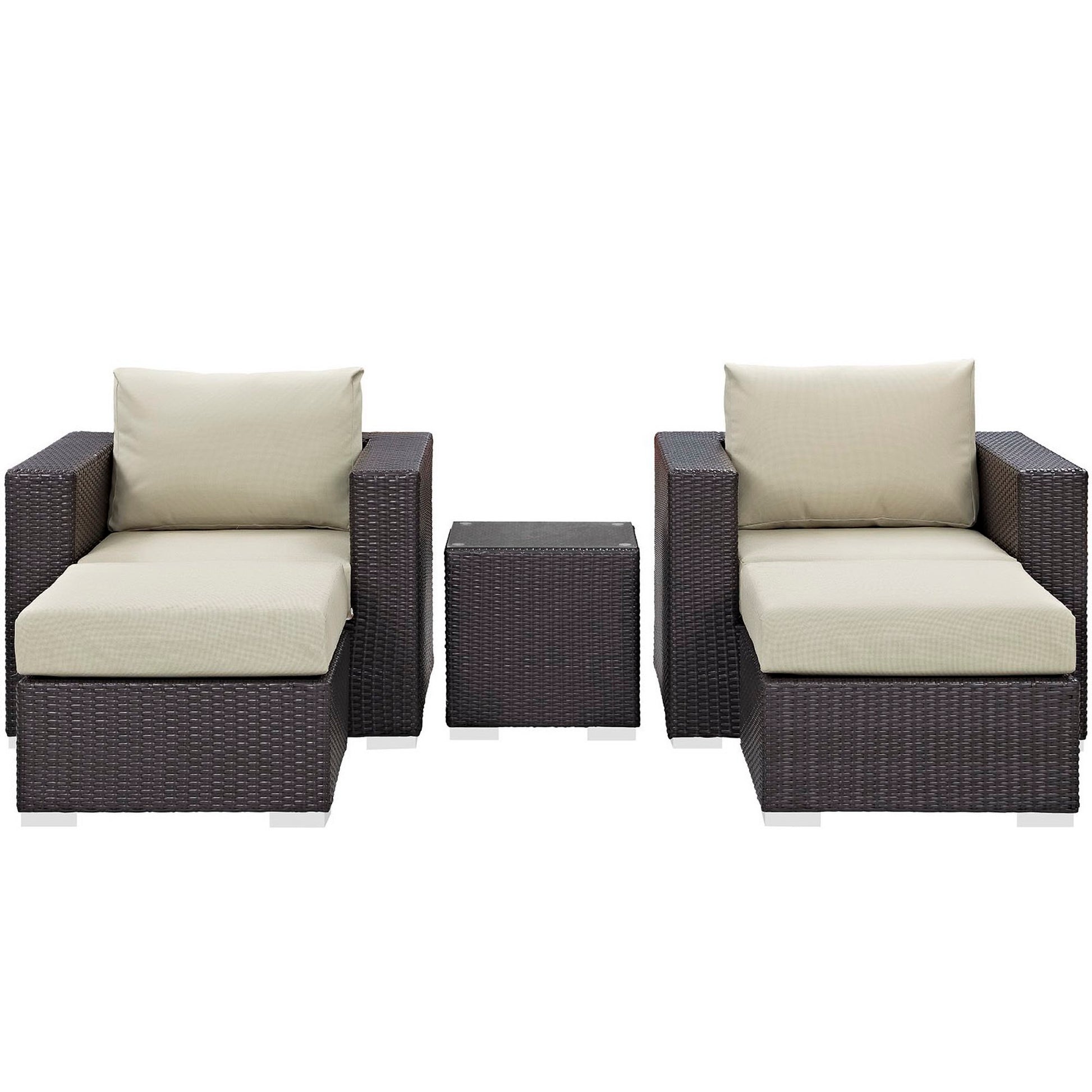 Convene 5 Piece Outdoor Patio Sectional Set - Espresso Turquoise