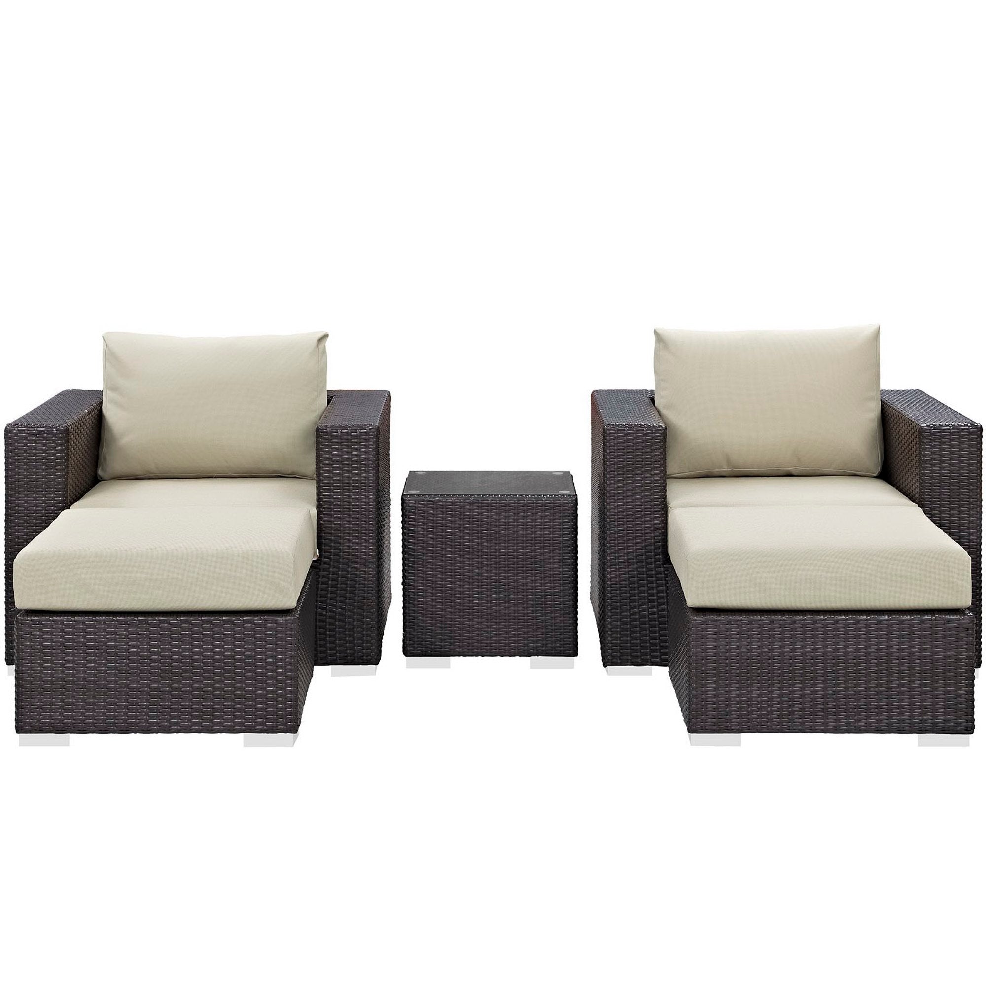 Convene 5 Piece Outdoor Patio Sectional Set - Espresso Turquoise