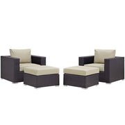 Convene 4 Piece Outdoor Patio Sectional Set - Espresso Beige
