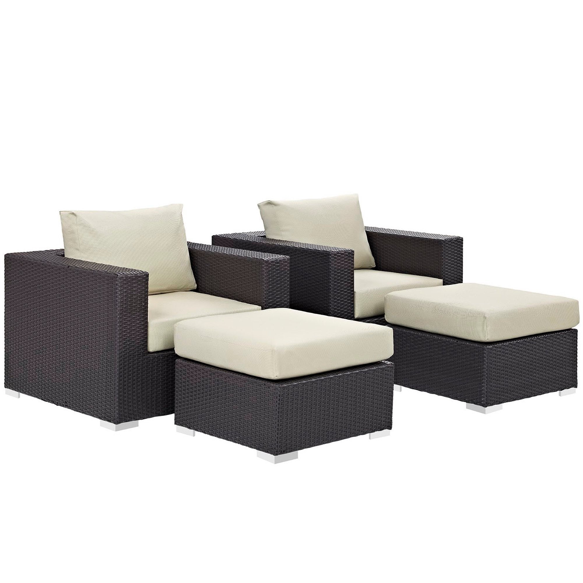 Convene 4 Piece Outdoor Patio Sectional Set - Espresso Mocha