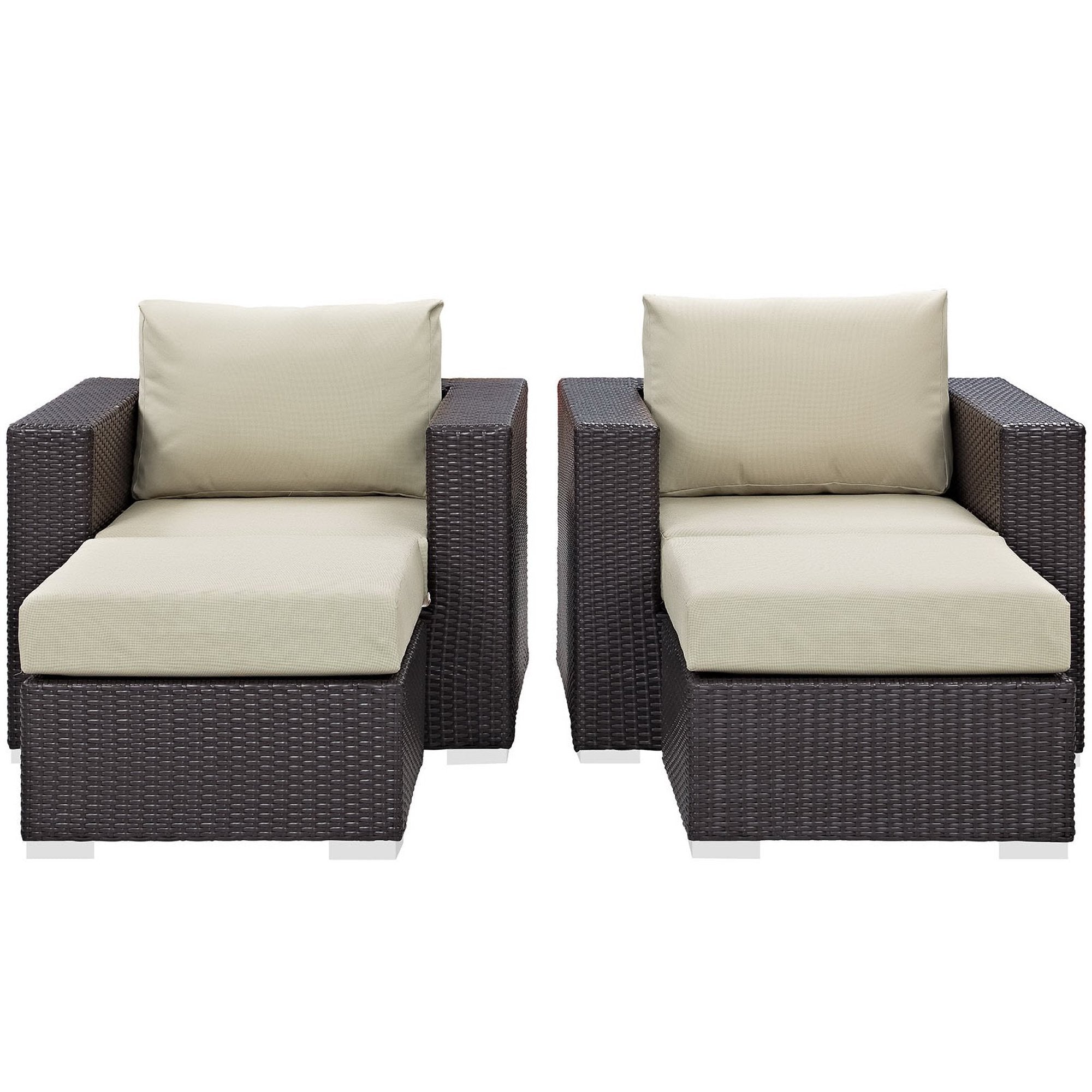 Convene 4 Piece Outdoor Patio Sectional Set - Espresso Turquoise