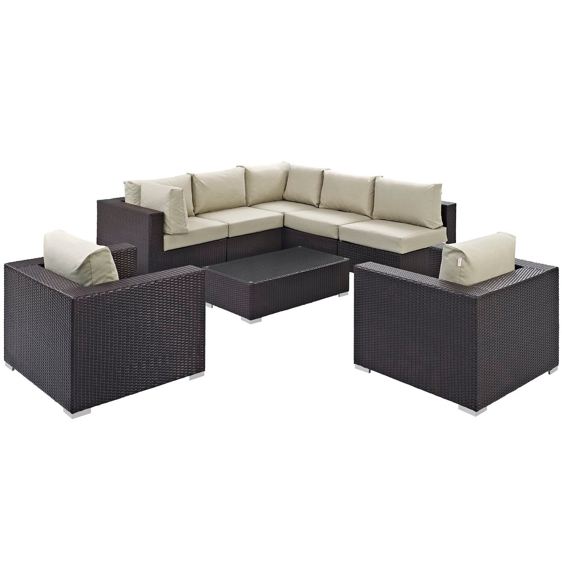 Convene 8 Piece Outdoor Patio Sectional Set - Espresso White