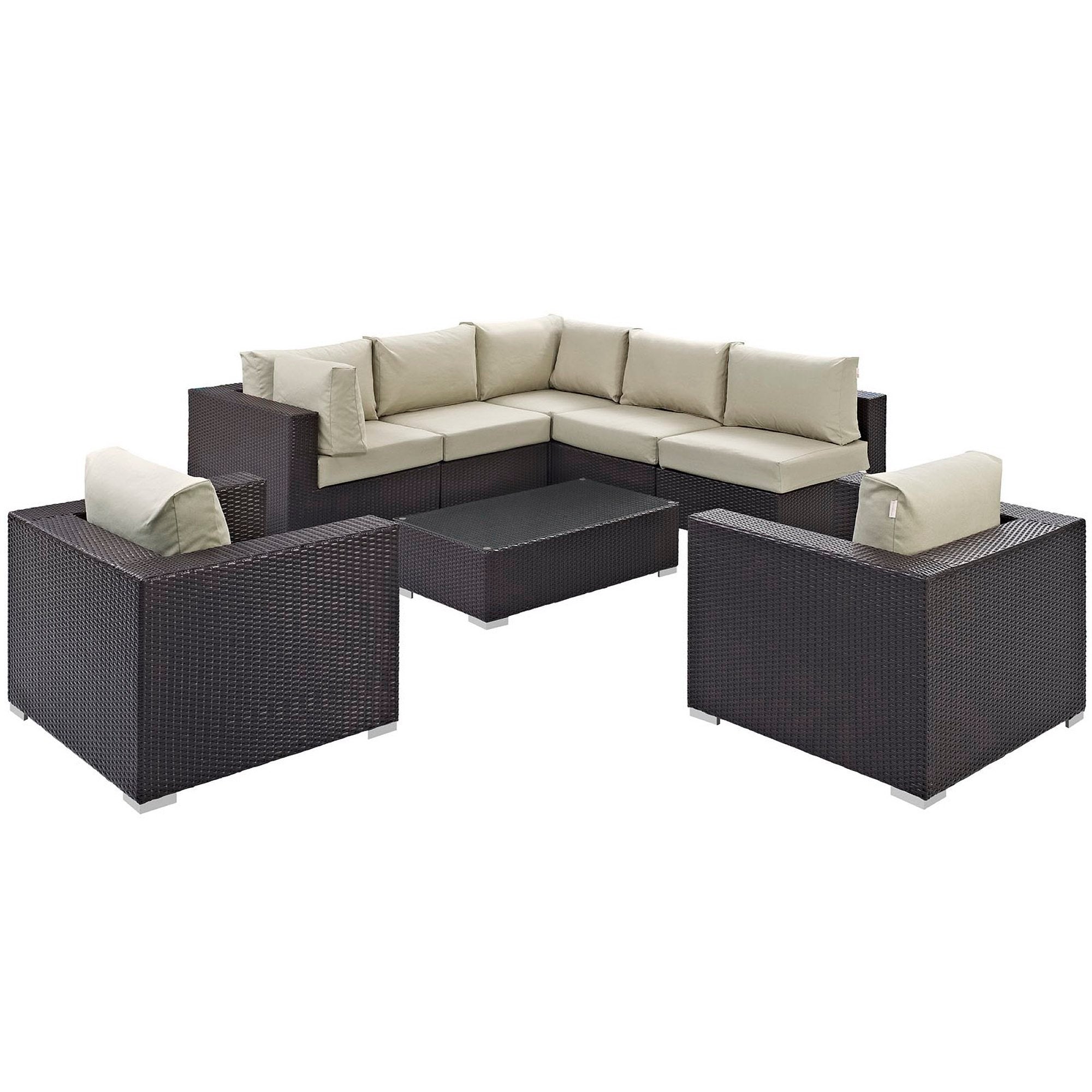 Convene 8 Piece Outdoor Patio Sectional Set - Espresso White