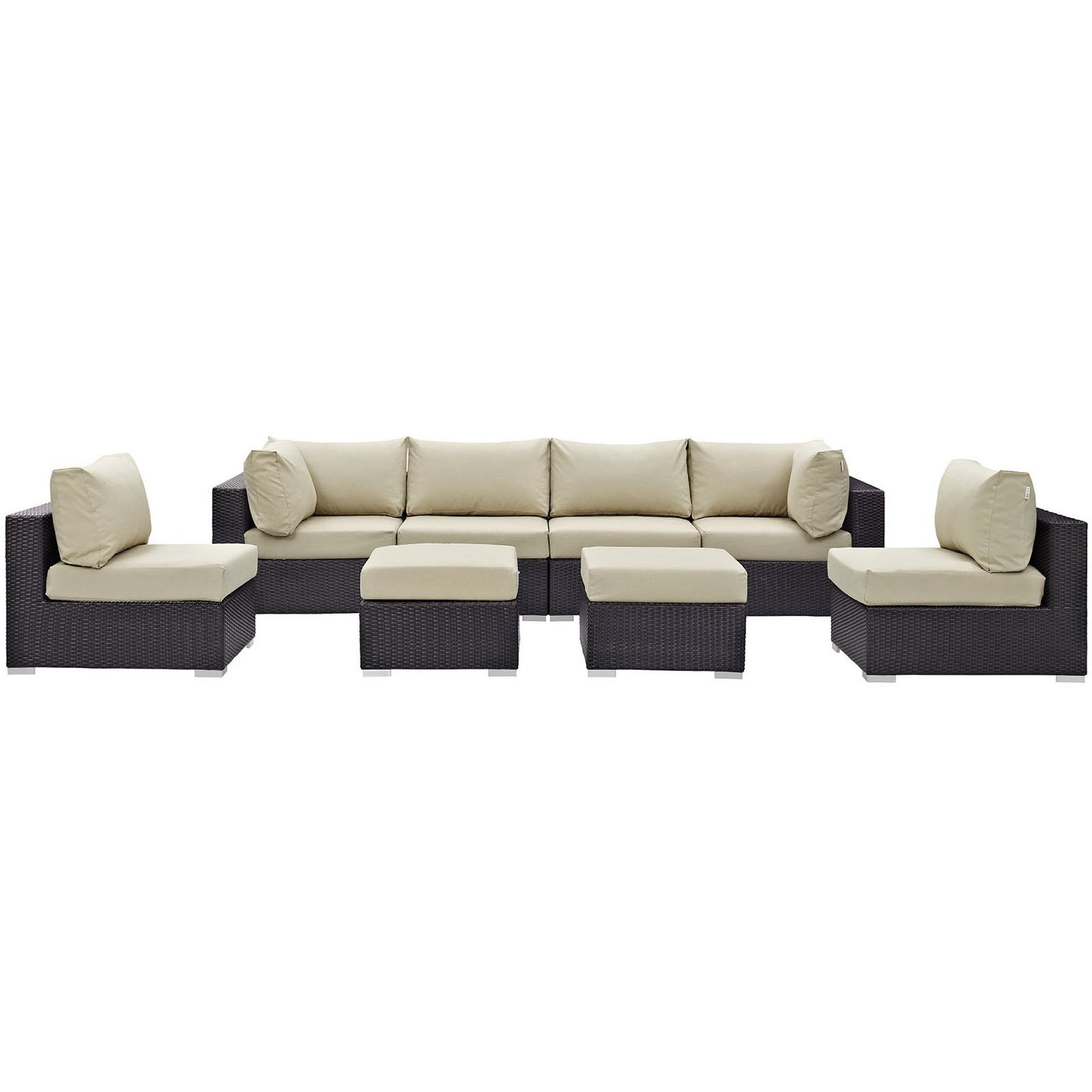 Convene 8 Piece Outdoor Patio Sectional Set - Espresso White