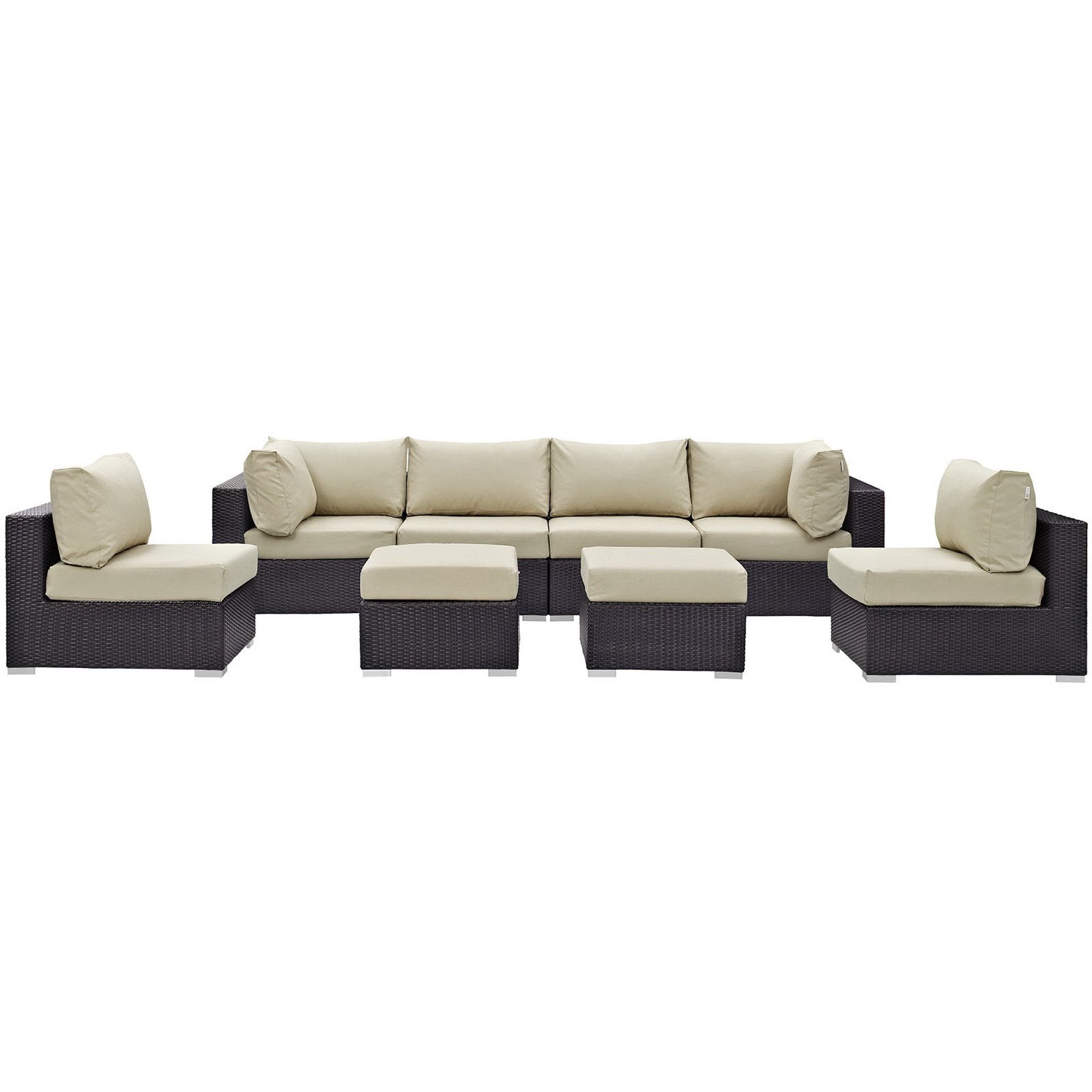 Convene 8 Piece Outdoor Patio Sectional Set - Espresso White