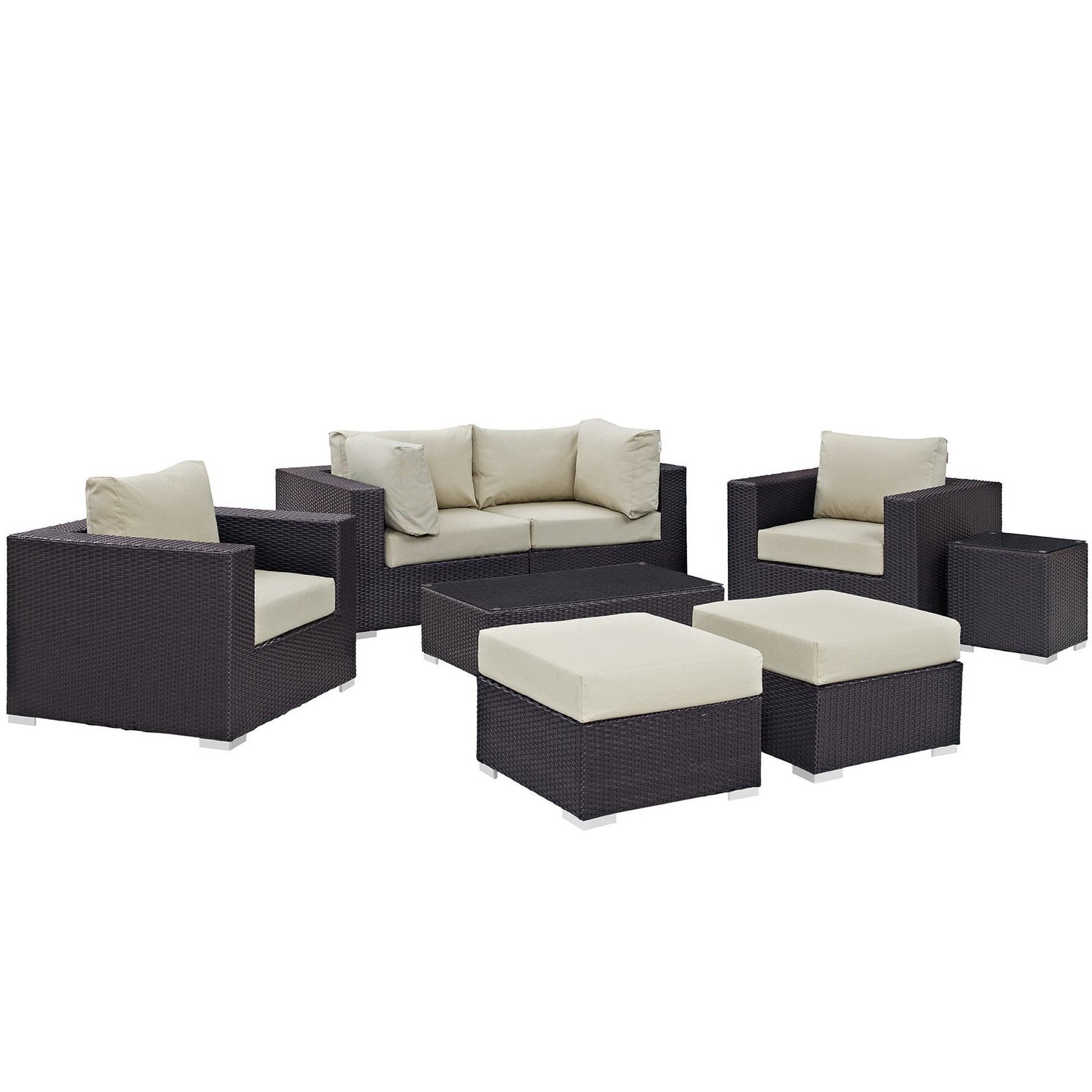 Convene 8 Piece Outdoor Patio Sectional Set - Espresso Mocha