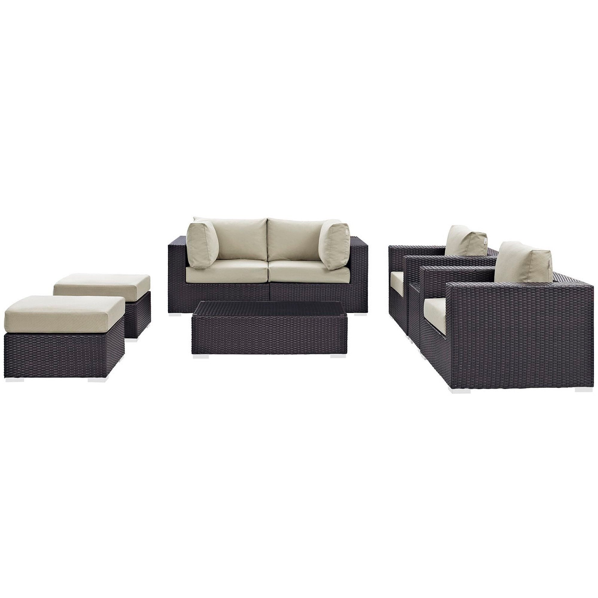 Convene 8 Piece Outdoor Patio Sectional Set - Espresso Turquoise