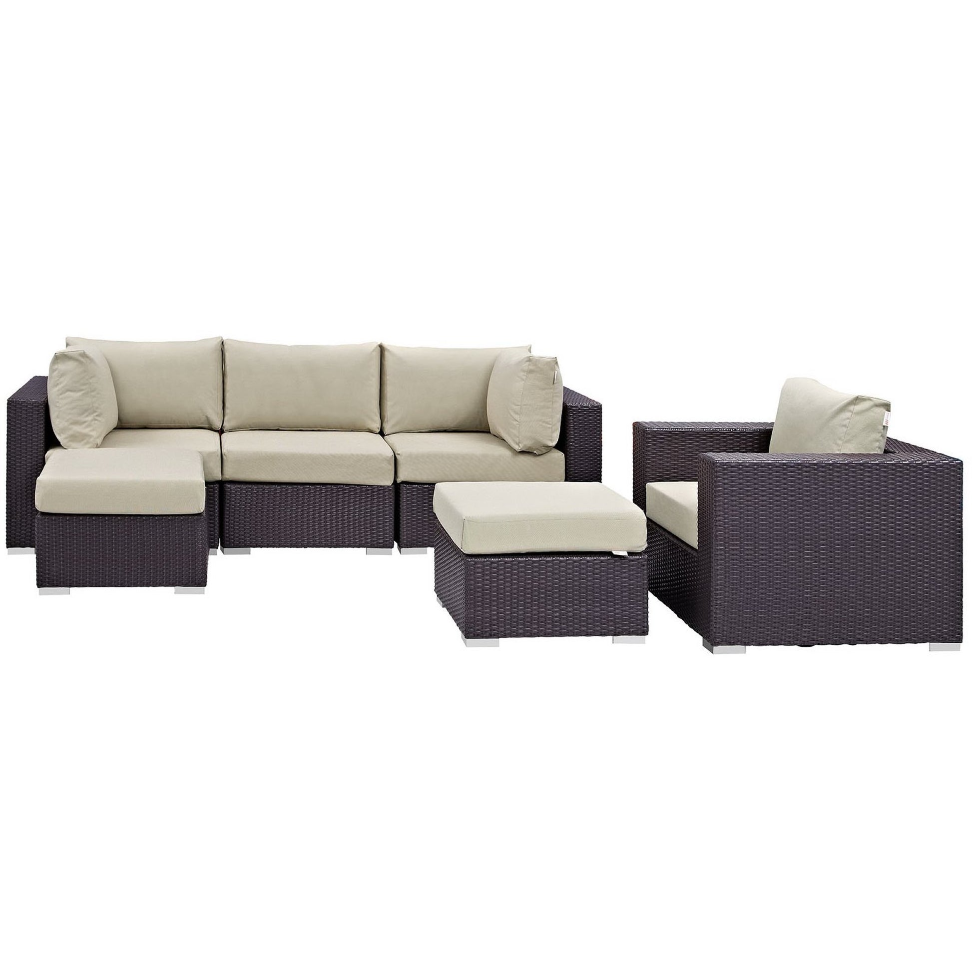 Convene 6 Piece Outdoor Patio Sectional Set - Espresso White