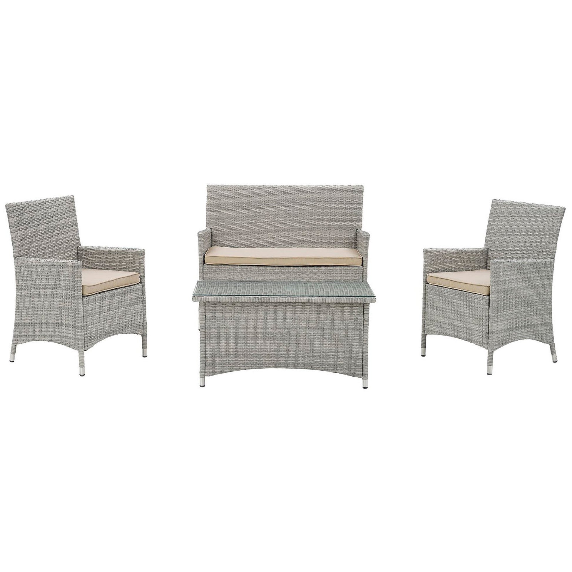 Bridge 4 Piece Outdoor Patio Patio Conversation Set - Light Gray Gray