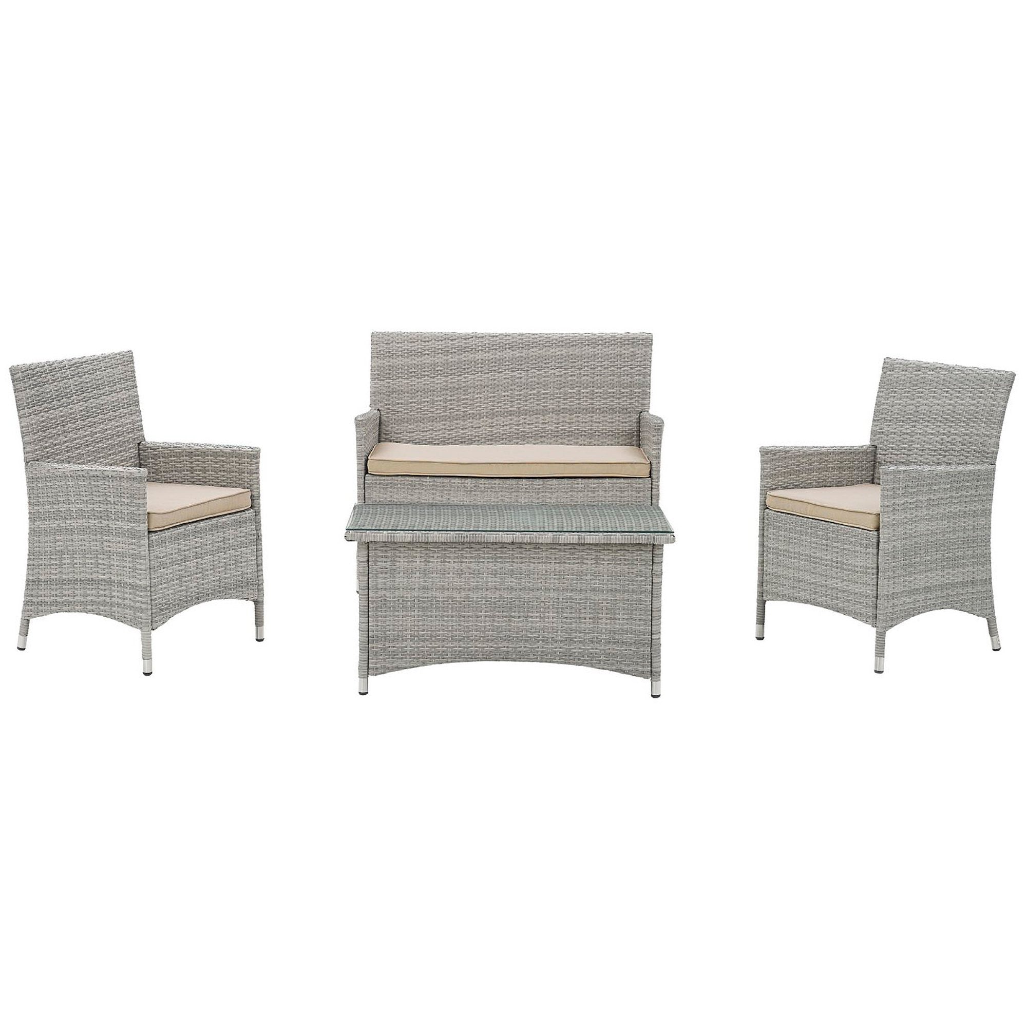 Bridge 4 Piece Outdoor Patio Patio Conversation Set - Light Gray Gray