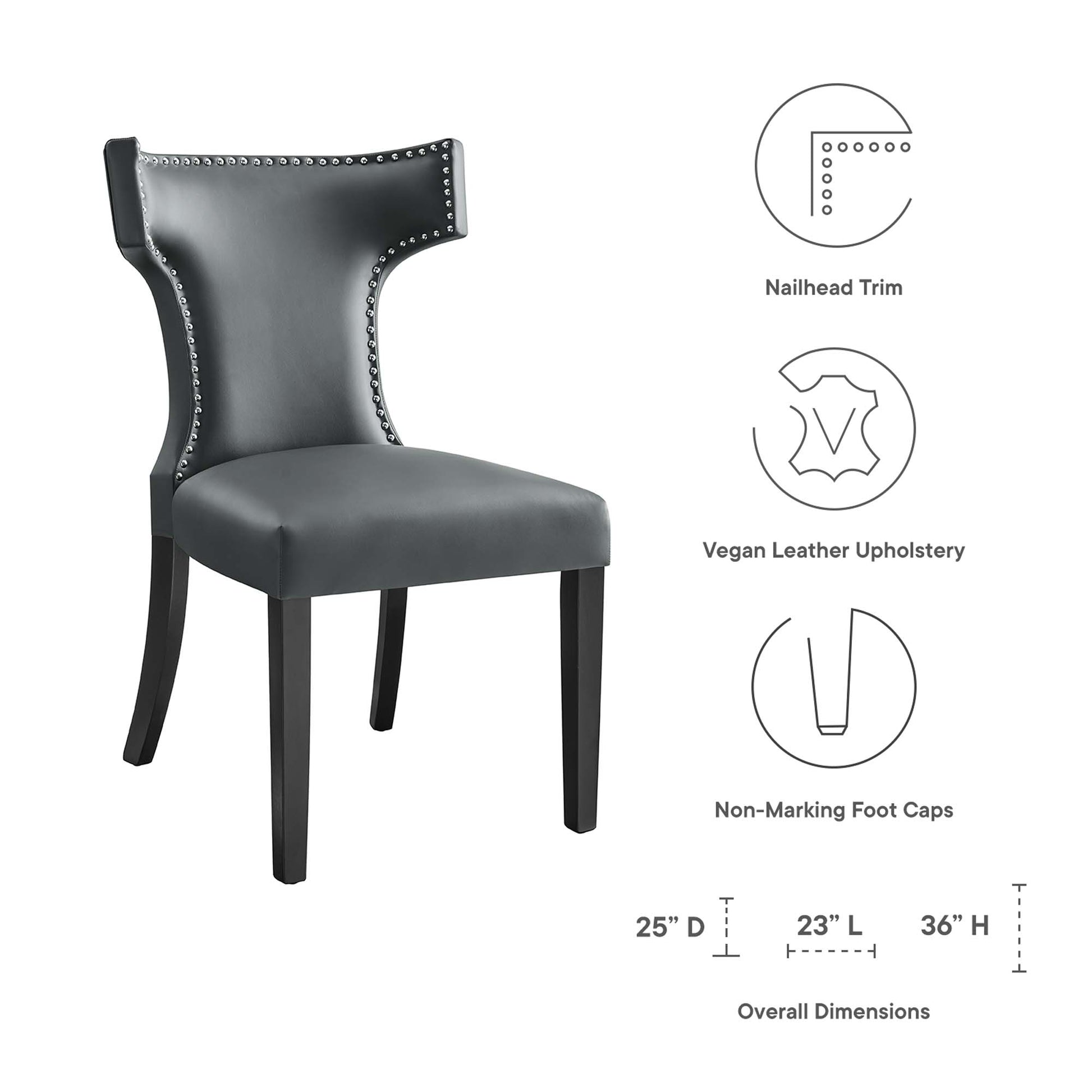Curve Vegan Leather Dining Chair - Tan