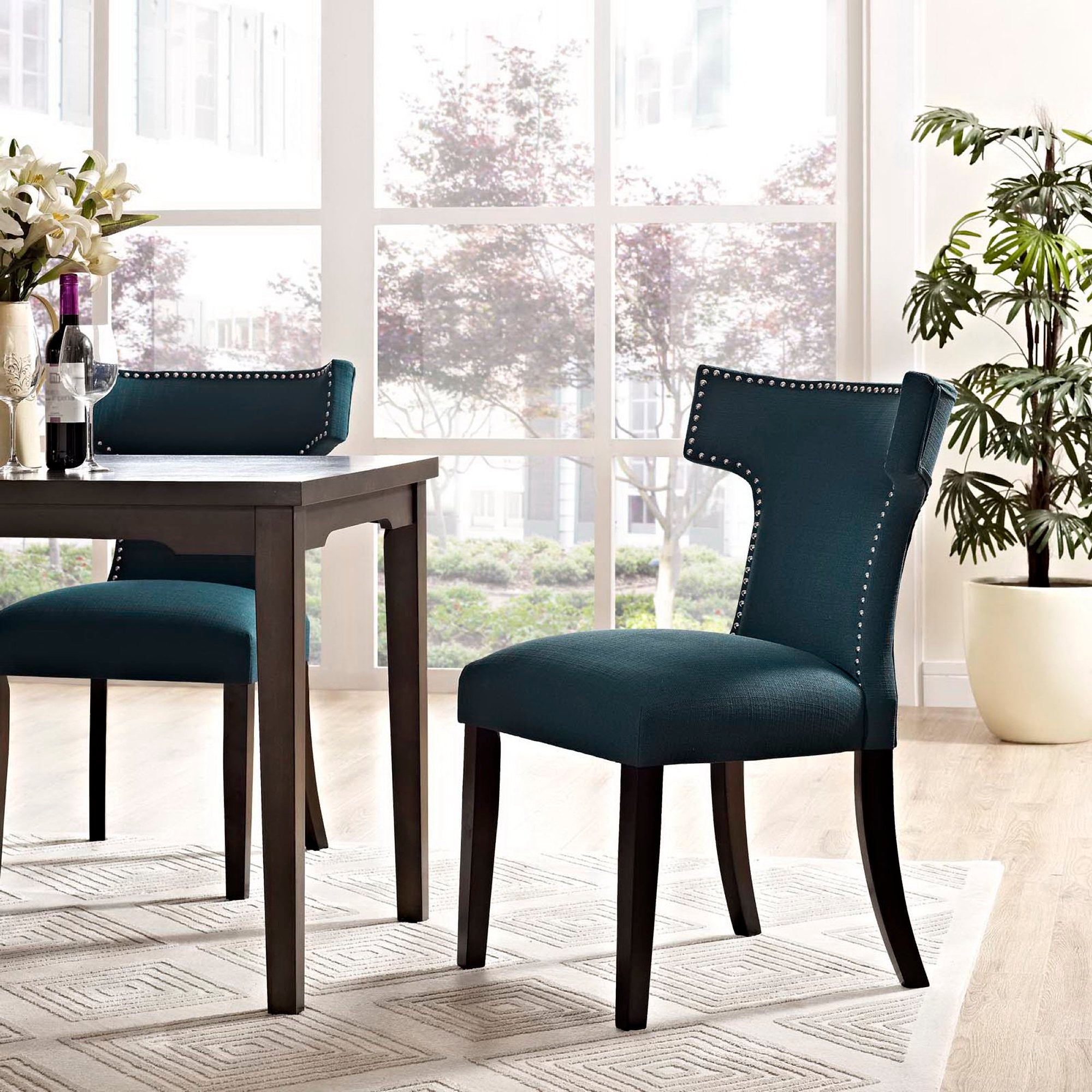 Curve Fabric Dining Chair - White