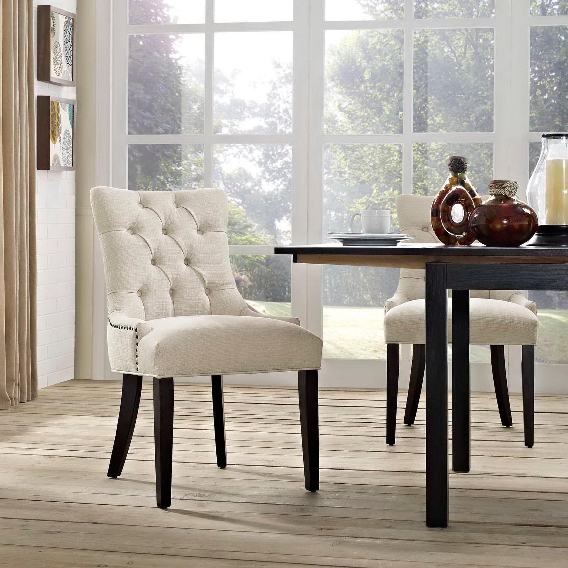Regent Tufted Fabric Dining Chair - Light Gray