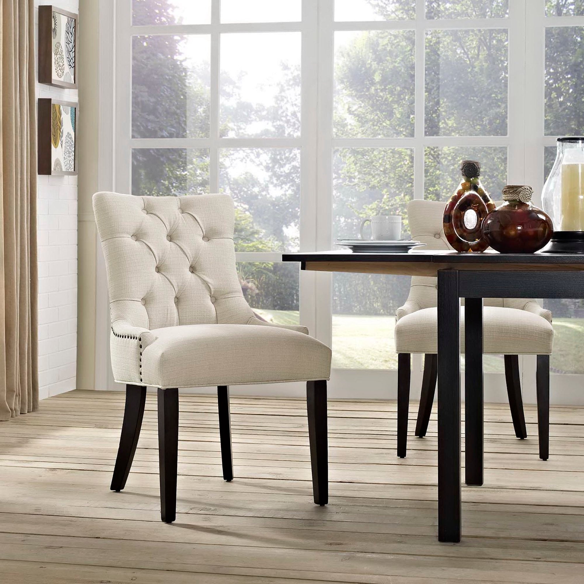 Regent Tufted Fabric Dining Chair - Light Gray