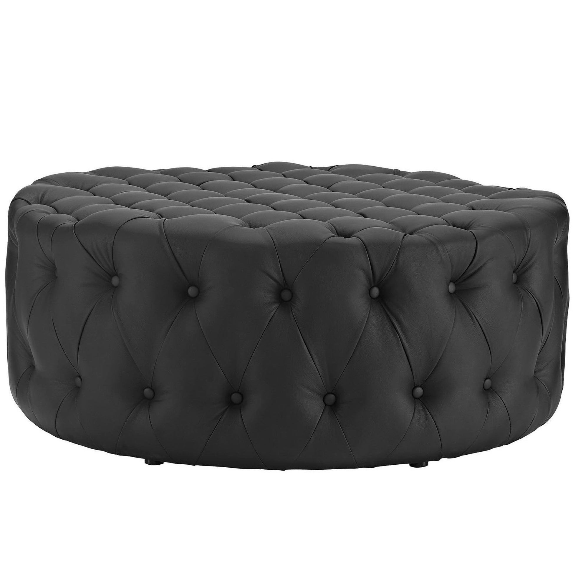 Amour Upholstered Vinyl Ottoman - White