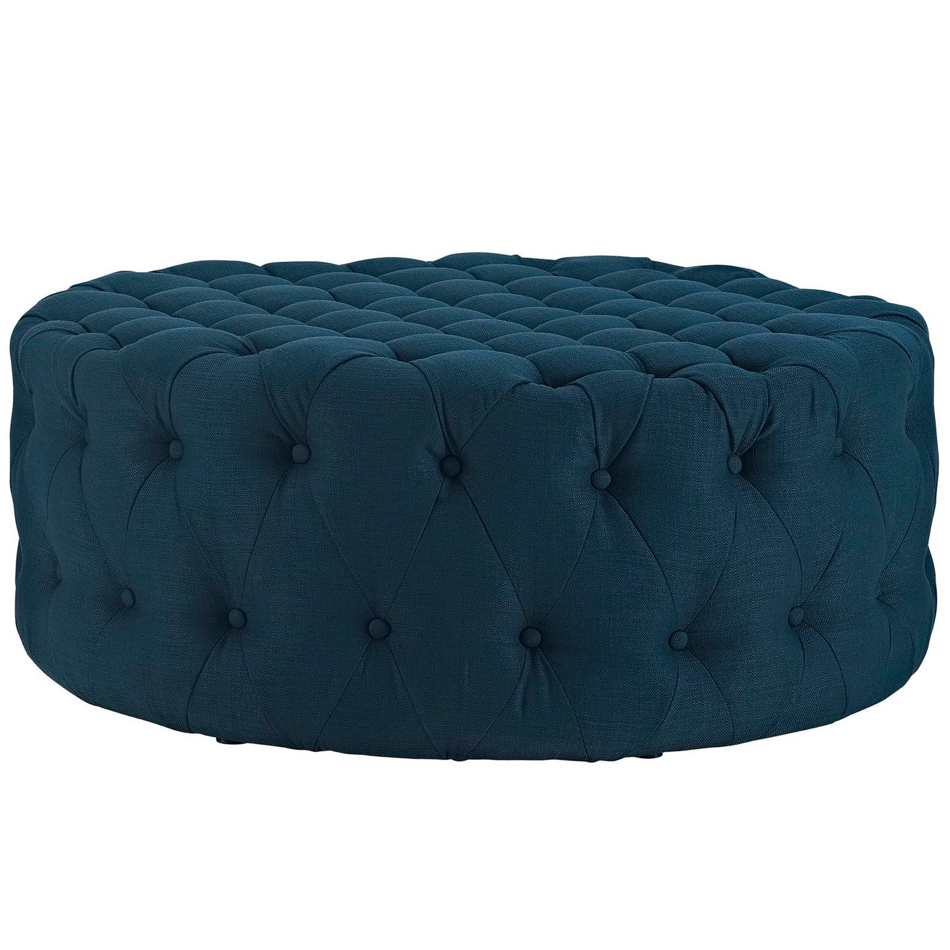 Amour Upholstered Fabric Ottoman - Beige