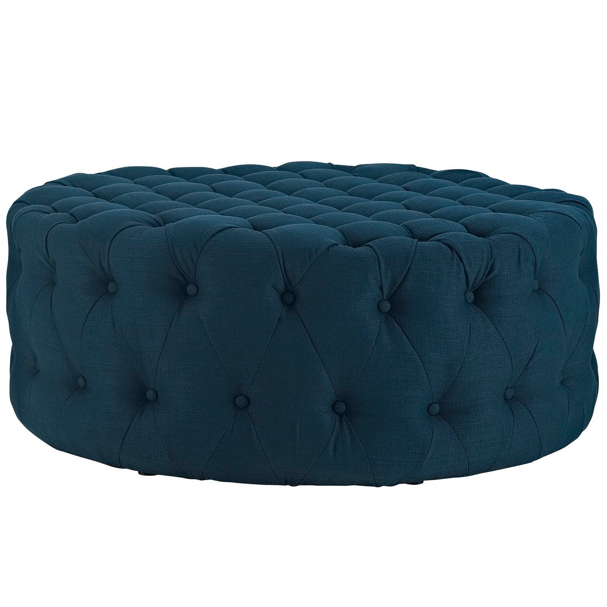 Amour Upholstered Fabric Ottoman - Beige