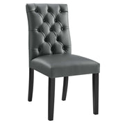 Duchess Button Tufted Vegan Leather Dining Chair - Gray
