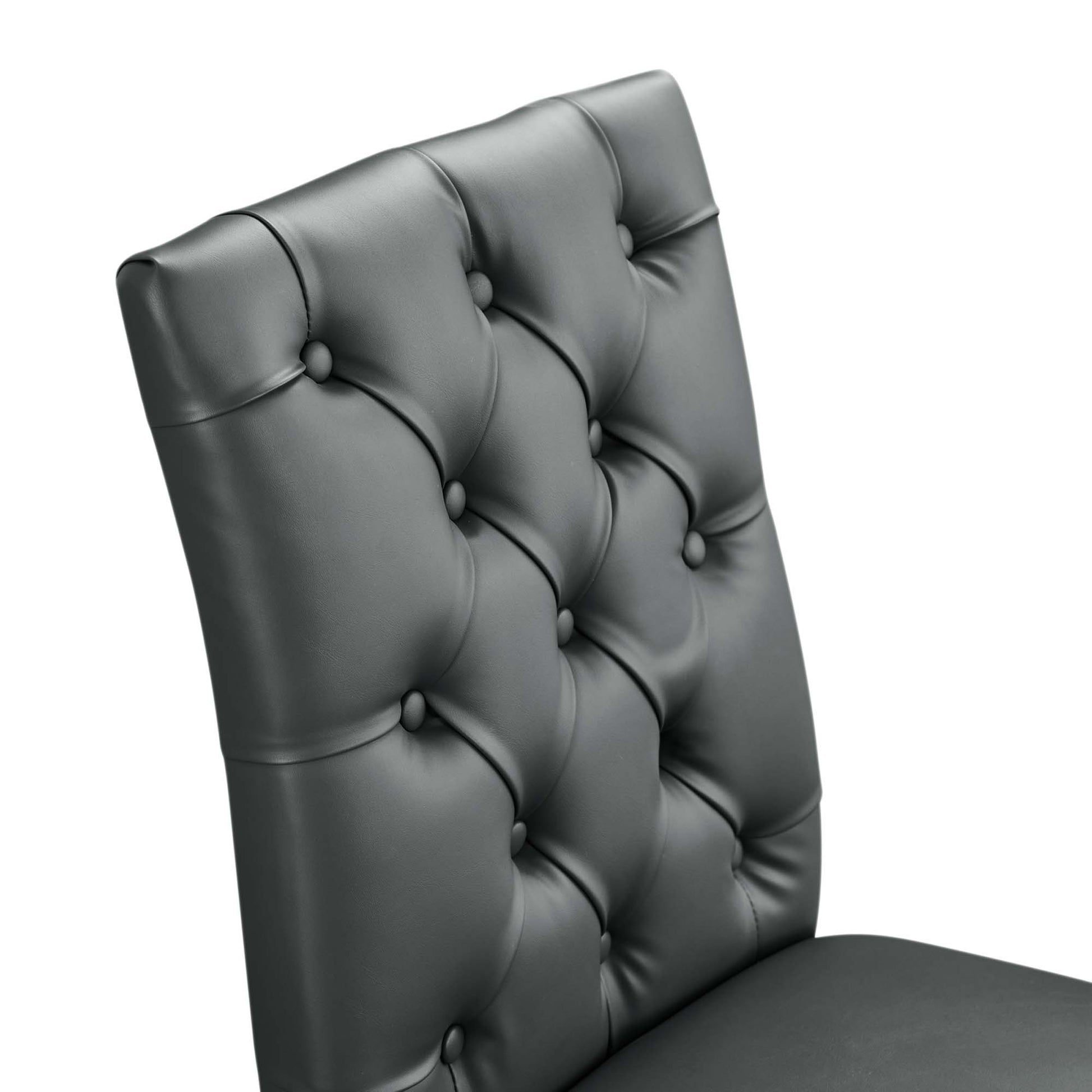 Duchess Button Tufted Vegan Leather Dining Chair - Tan