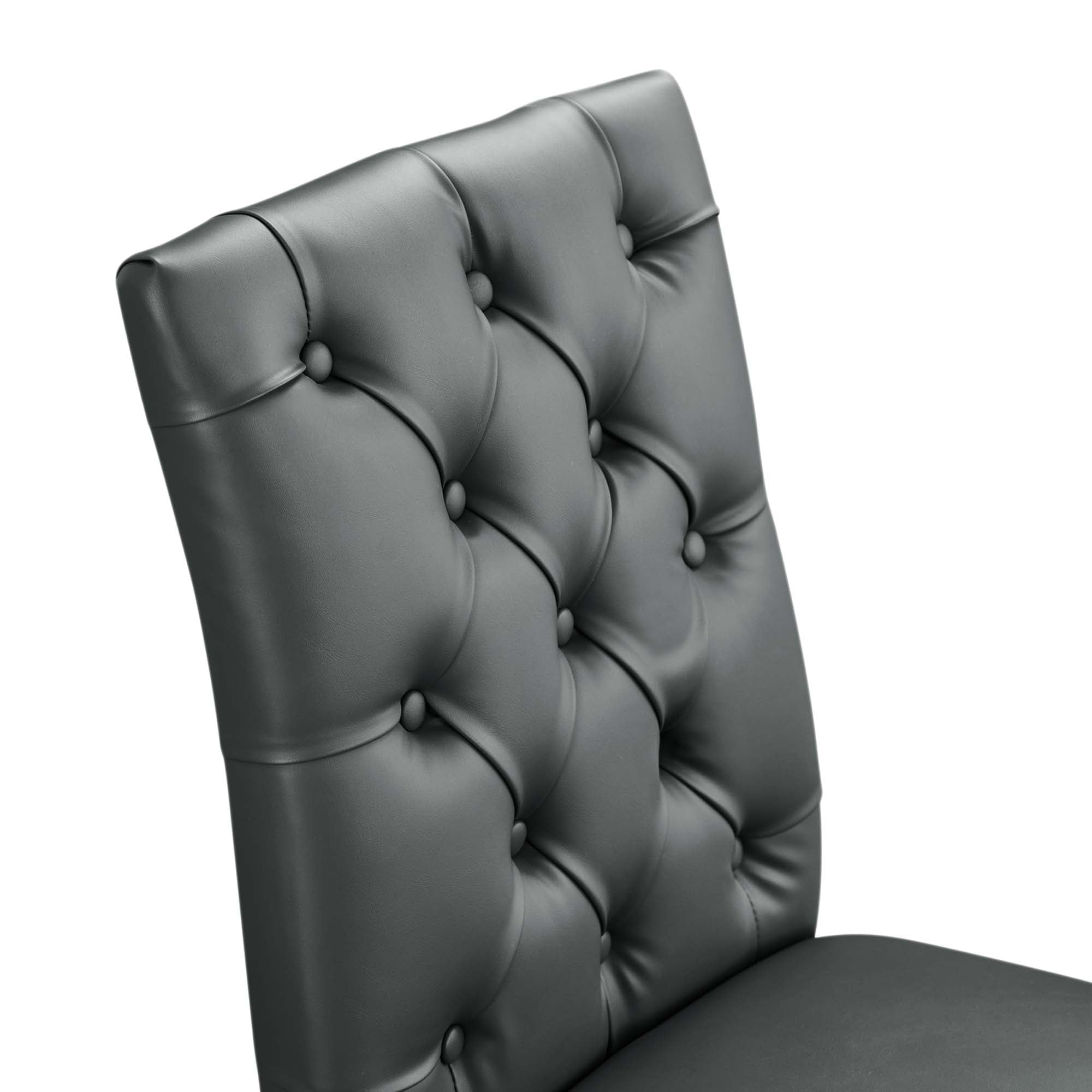 Duchess Button Tufted Vegan Leather Dining Chair - Tan