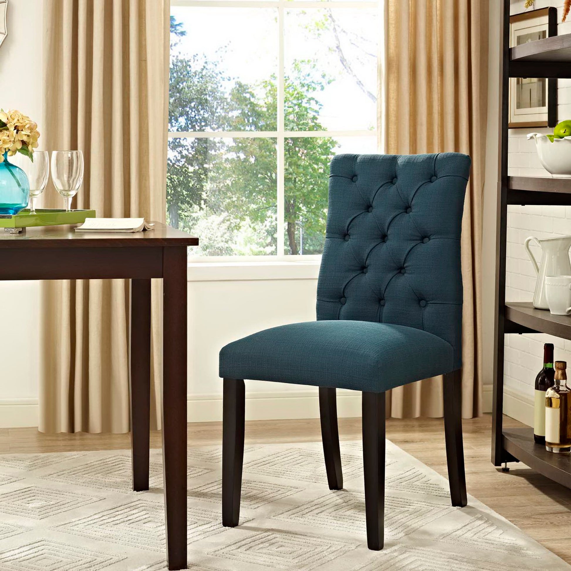 Duchess Button Tufted Fabric Dining Chair - Granite