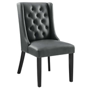 Baronet Button Tufted Vegan Leather Dining Chair - Gray